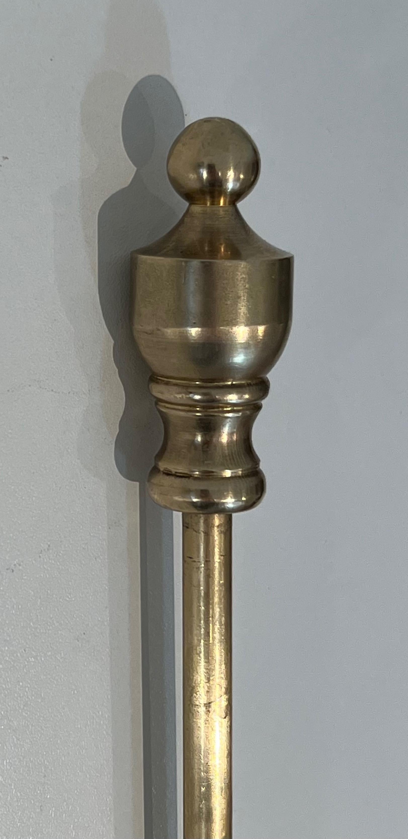 Neoclassical Style Brass Fireplace Tools on Stand For Sale 5