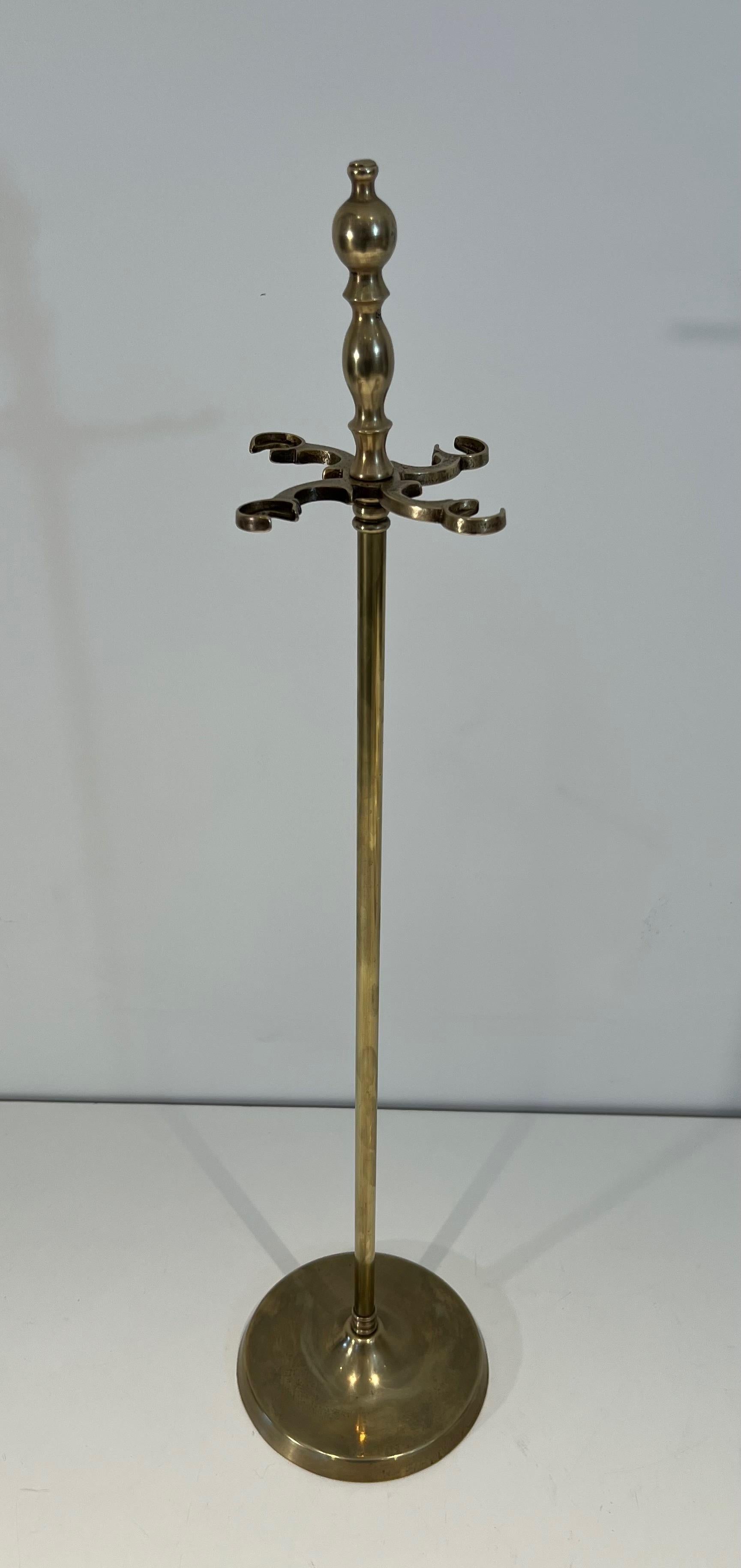 Neoclassical Style Brass Fireplace Tools on Stand For Sale 1