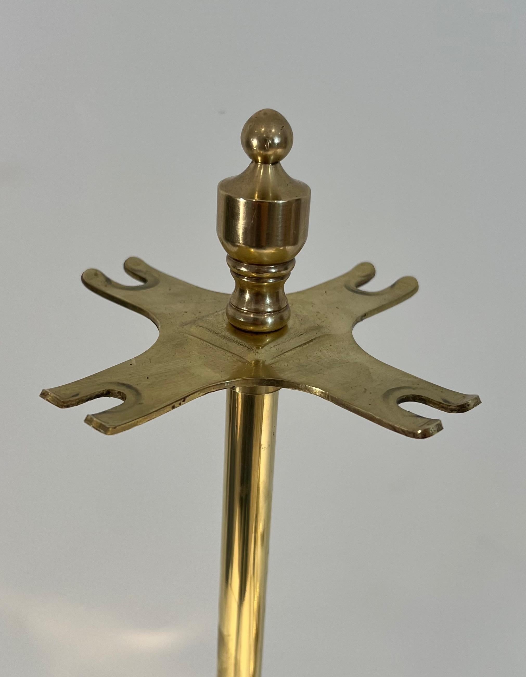 Neoclassical Style Brass Fireplace Tools on Stand For Sale 2