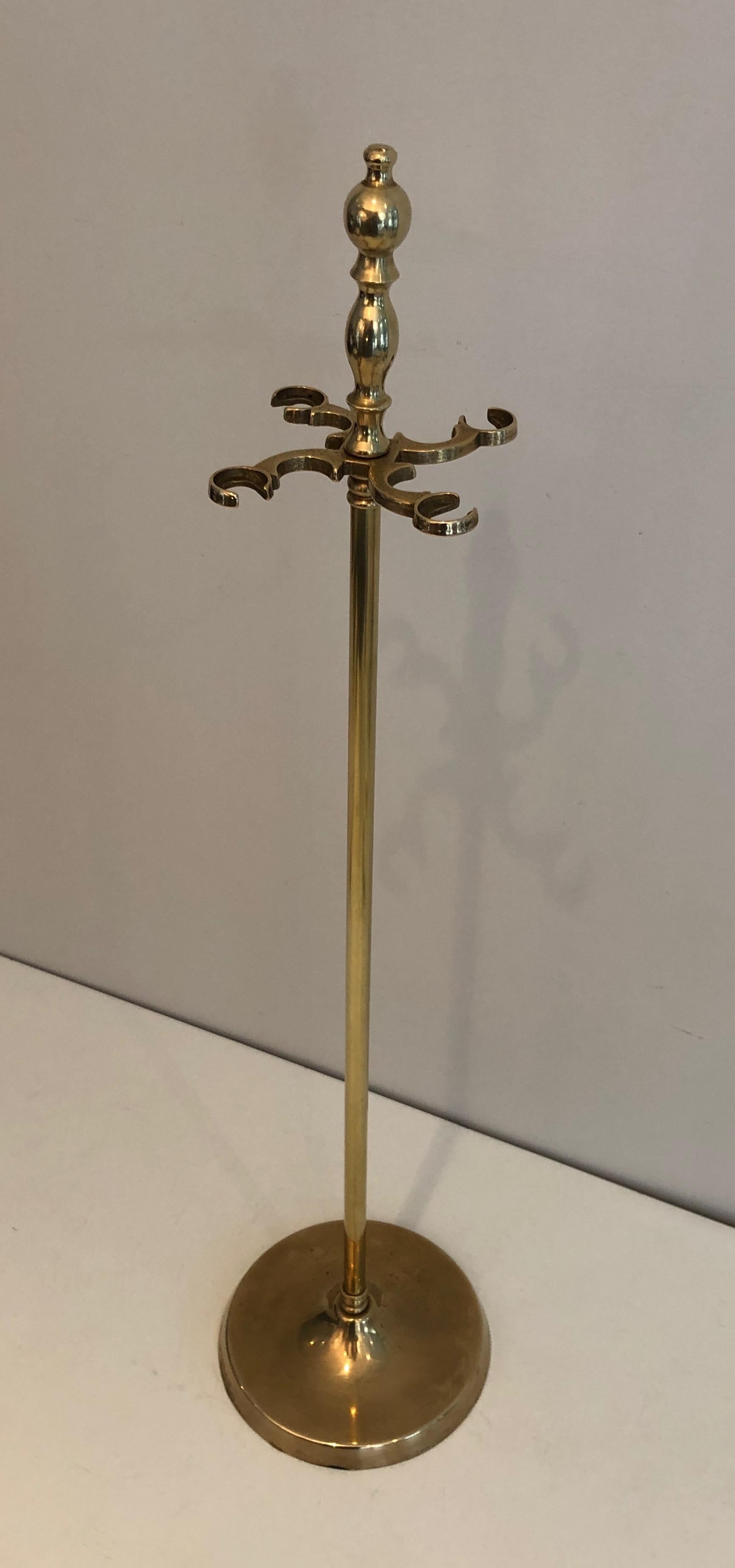 Neoclassical Style Brass Fireplace Tools on Stand, French, Circa 1970 9