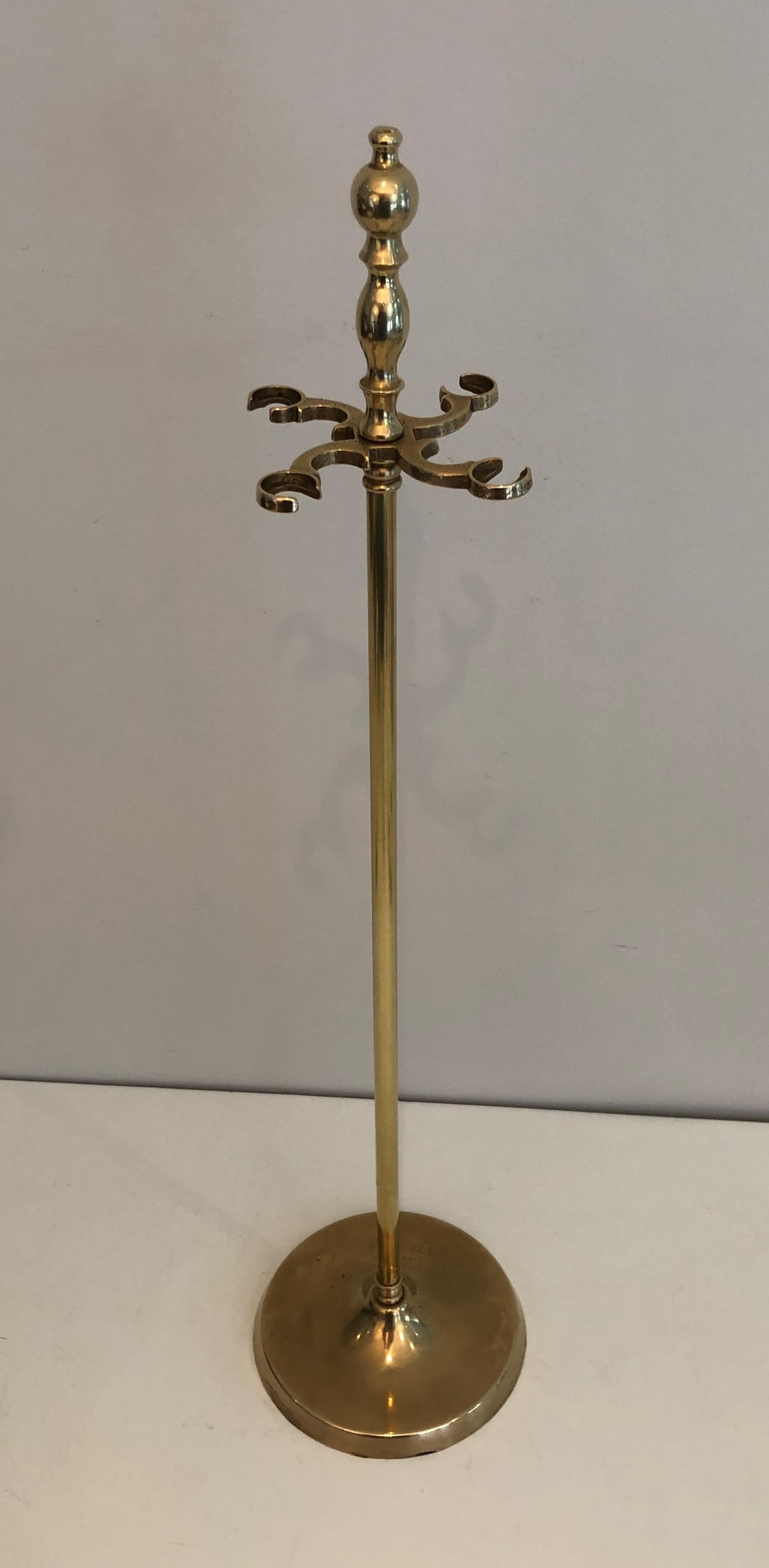 Neoclassical Style Brass Fireplace Tools on Stand, French, Circa 1970 2