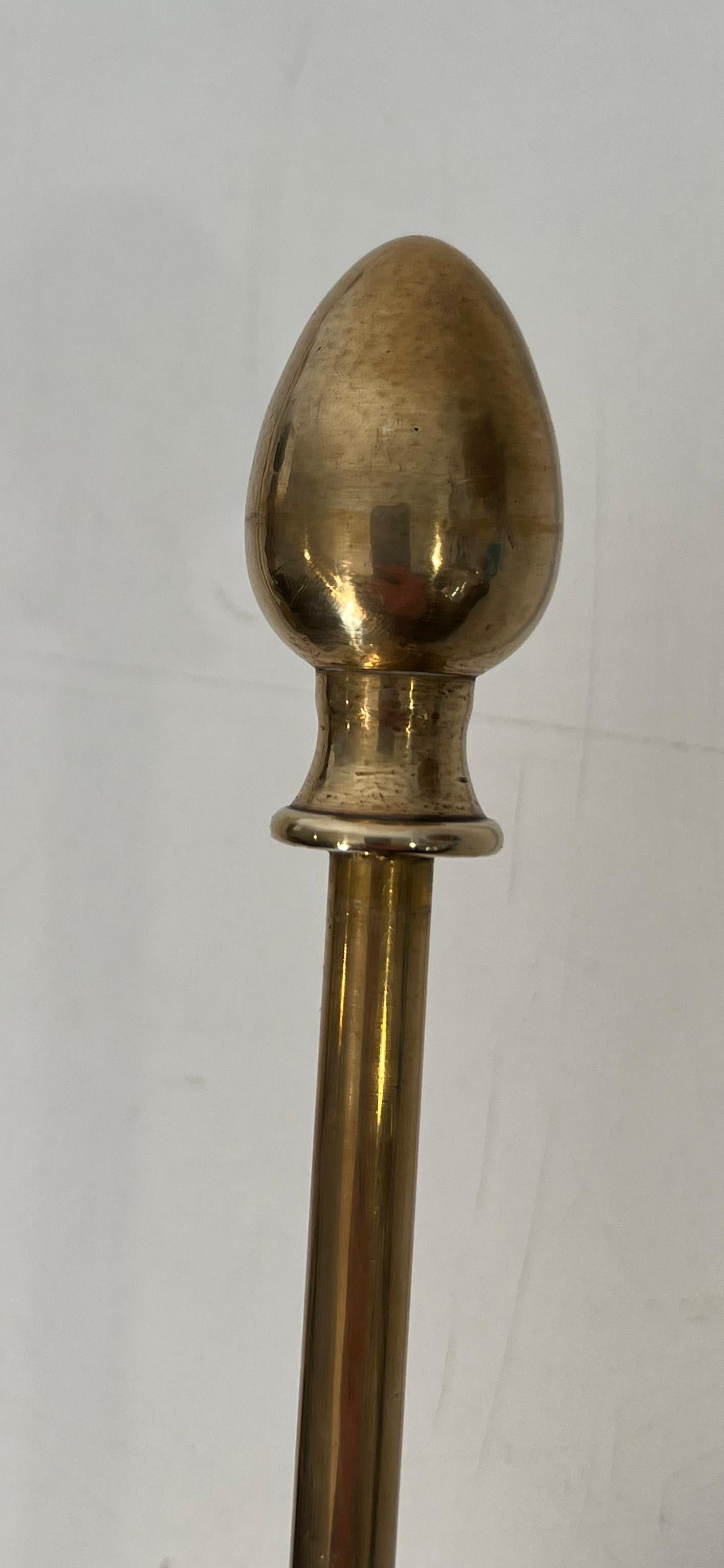 Neoclassical Style Brass Fireplace Tools on Stand In the style of Maison Jansen For Sale 8