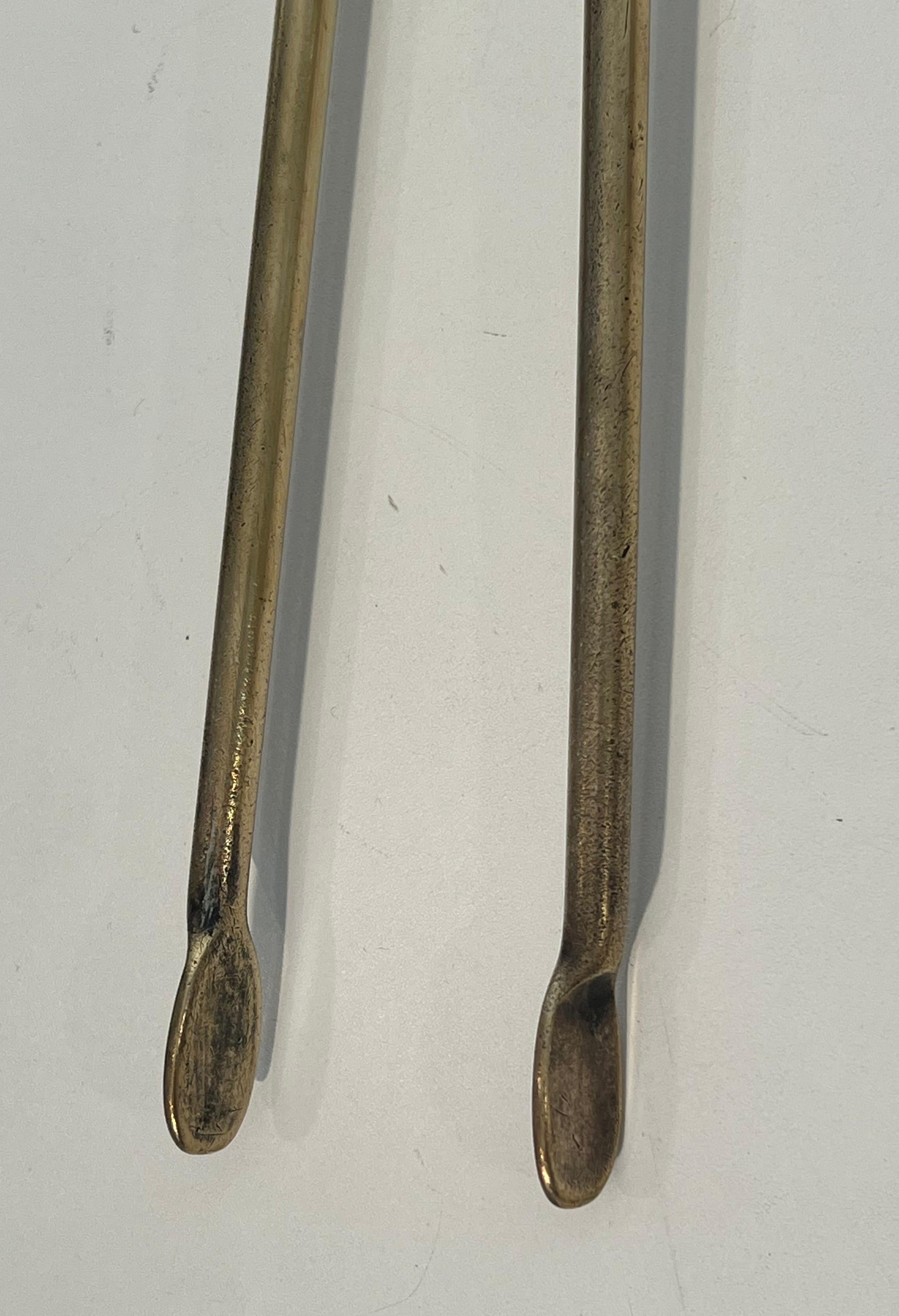 Neoclassical Style Brass Fireplace Tools on Stand In the style of Maison Jansen For Sale 13