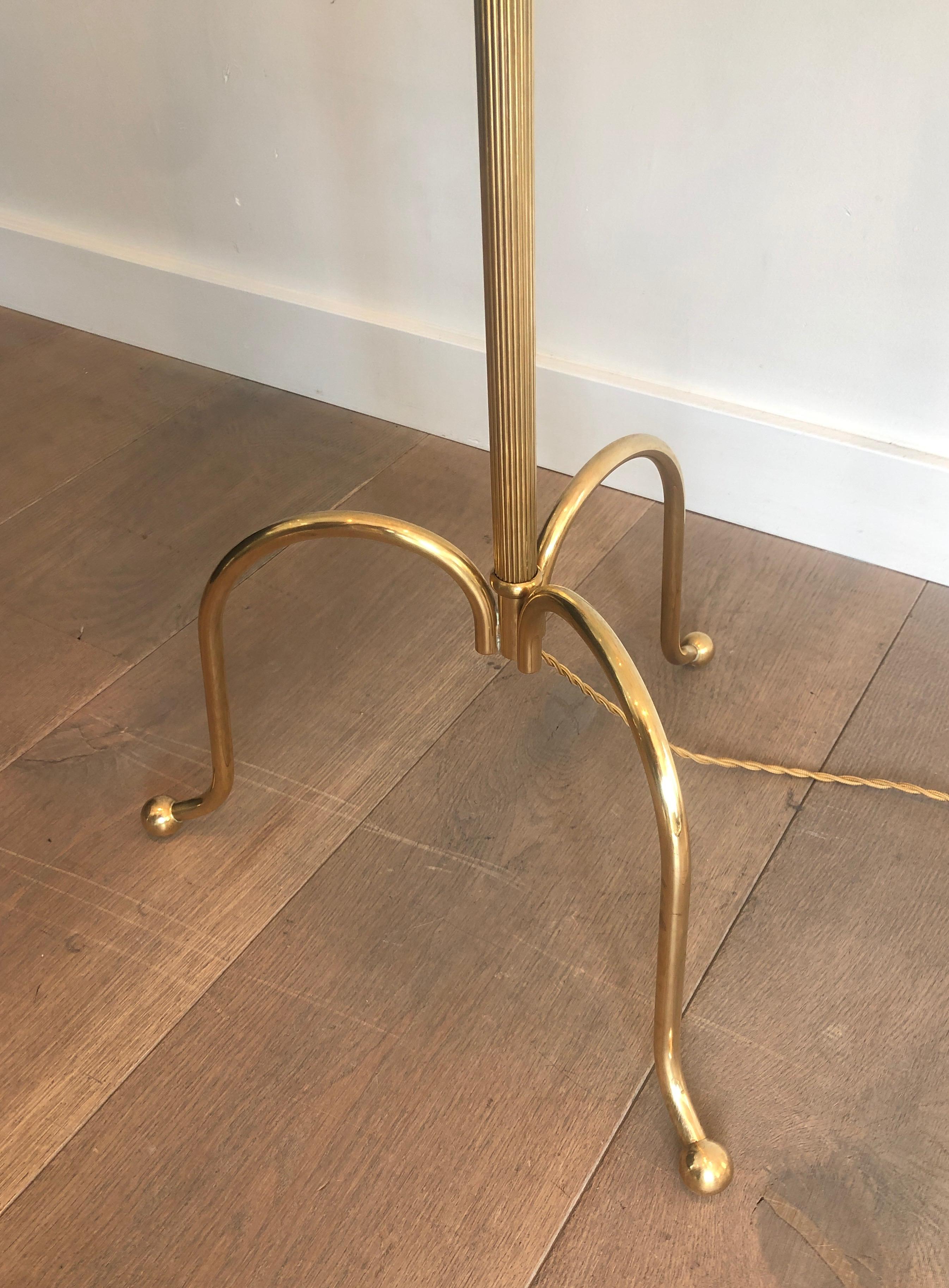 Neoclassical Style Brass Floor Lamp with 3 Arms in the Style of Maison Jansen For Sale 5