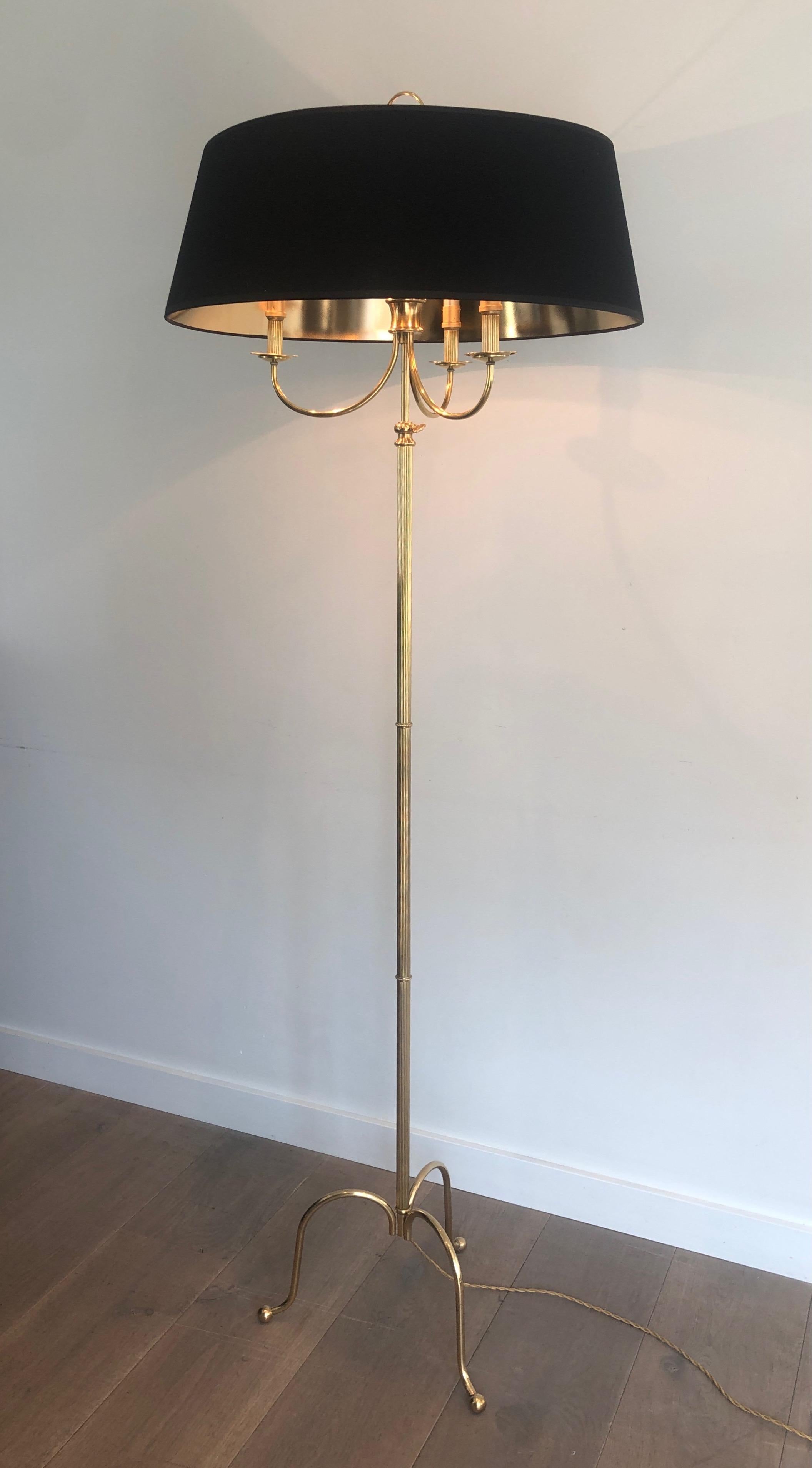 Neoclassical Style Brass Floor Lamp with 3 Arms in the Style of Maison Jansen For Sale 6