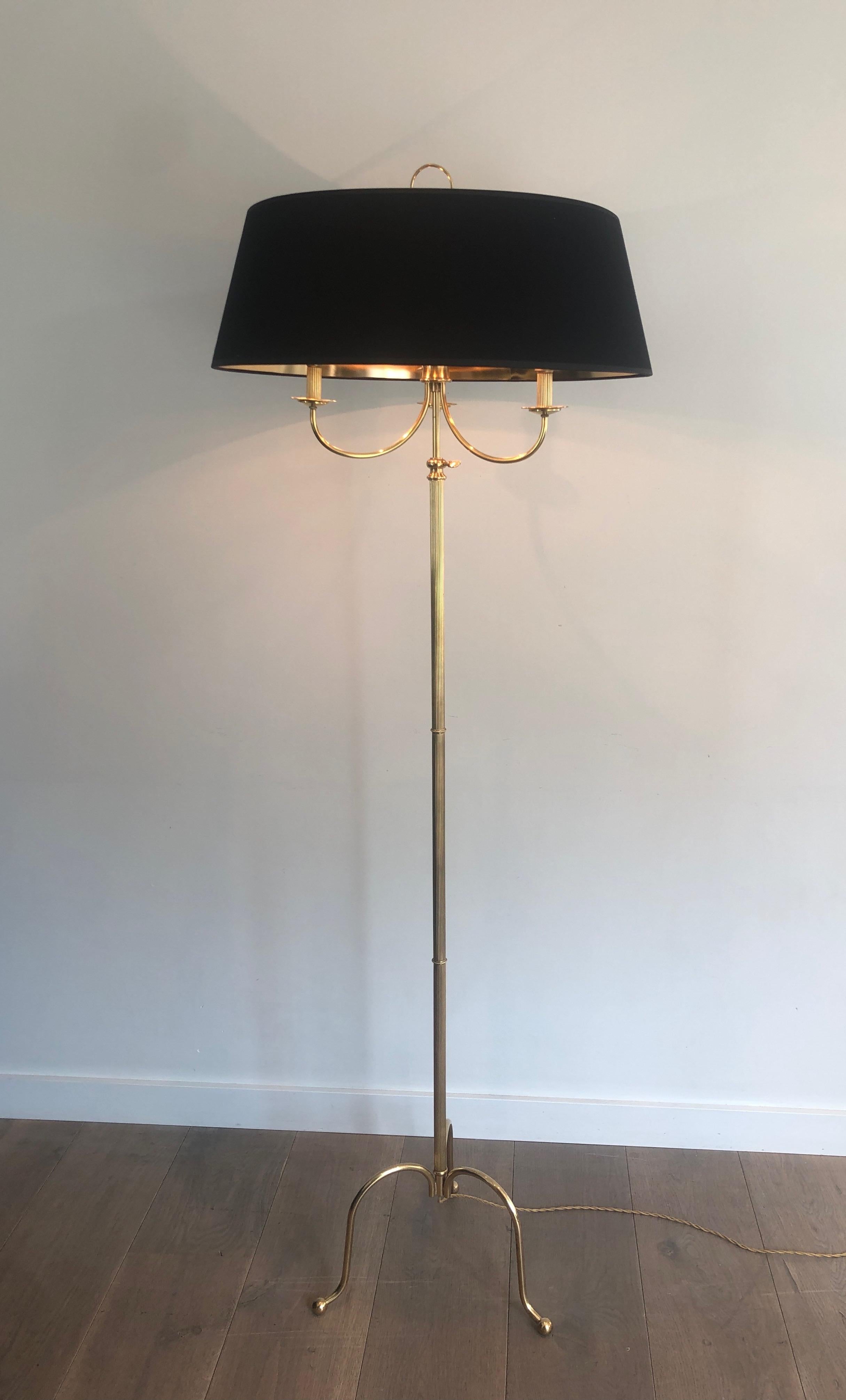 Neoclassical Style Brass Floor Lamp with 3 Arms in the Style of Maison Jansen For Sale 7