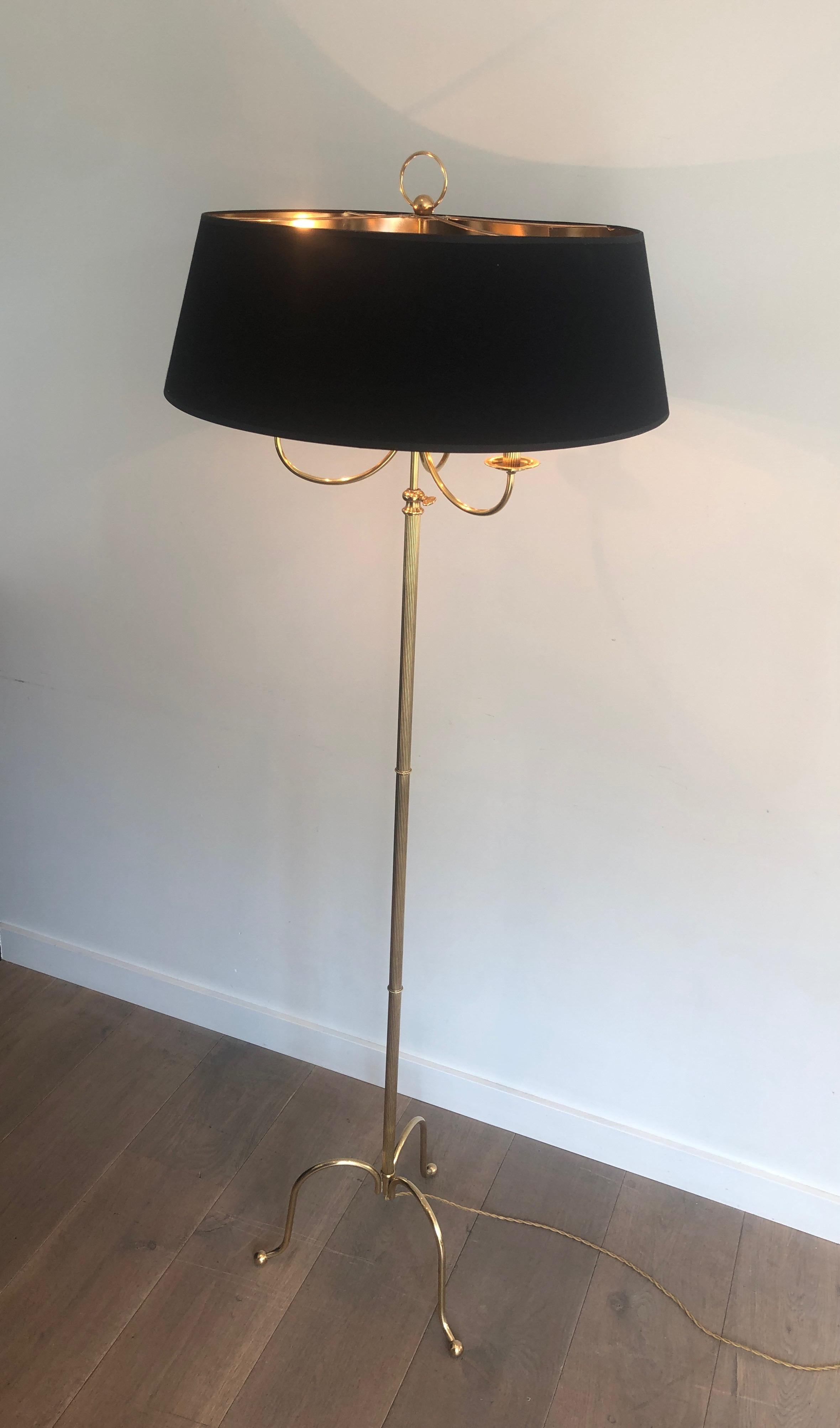 Neoclassical Style Brass Floor Lamp with 3 Arms in the Style of Maison Jansen For Sale 8