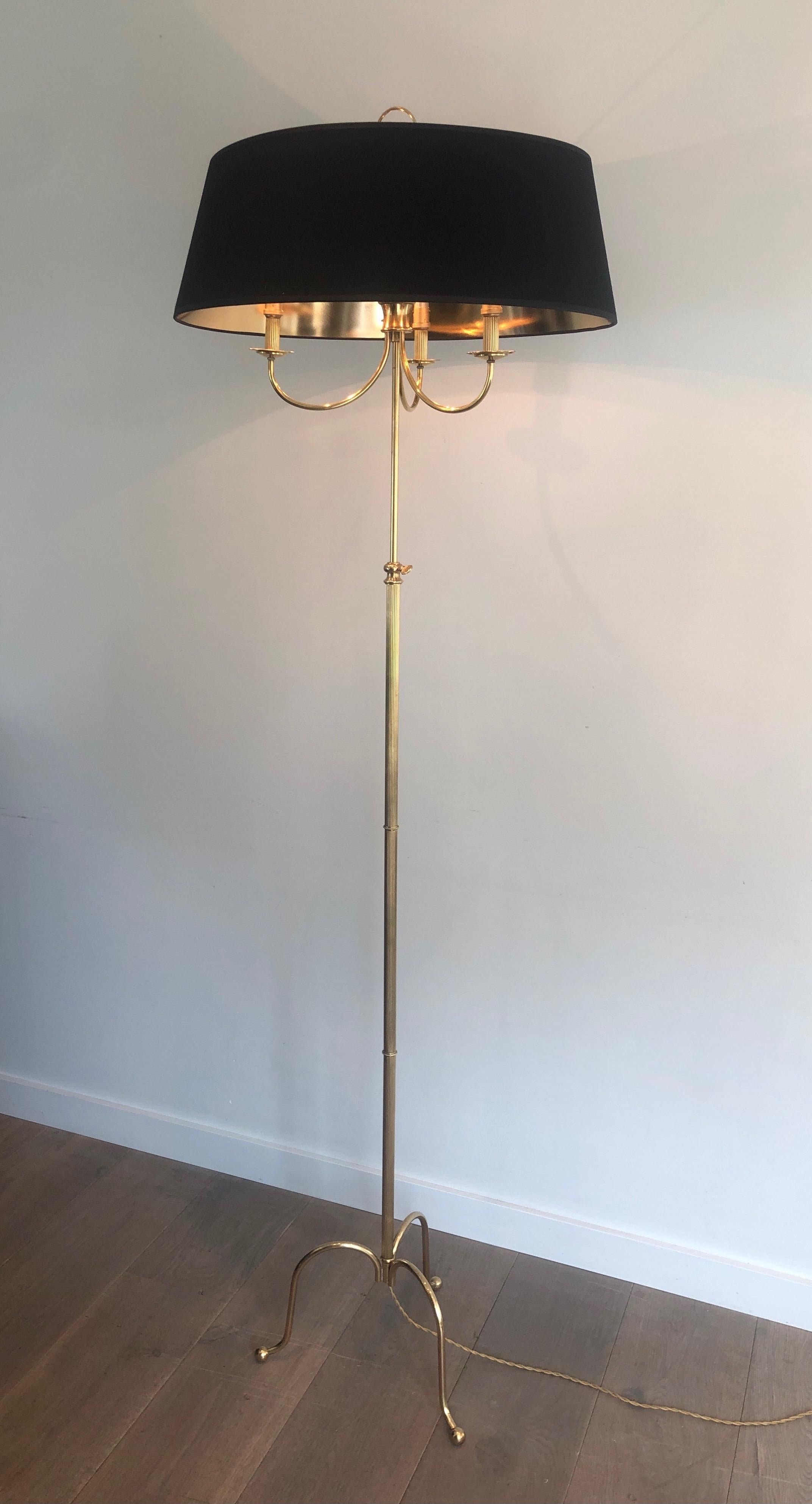 Neoclassical Style Brass Floor Lamp with 3 Arms in the Style of Maison Jansen For Sale 9