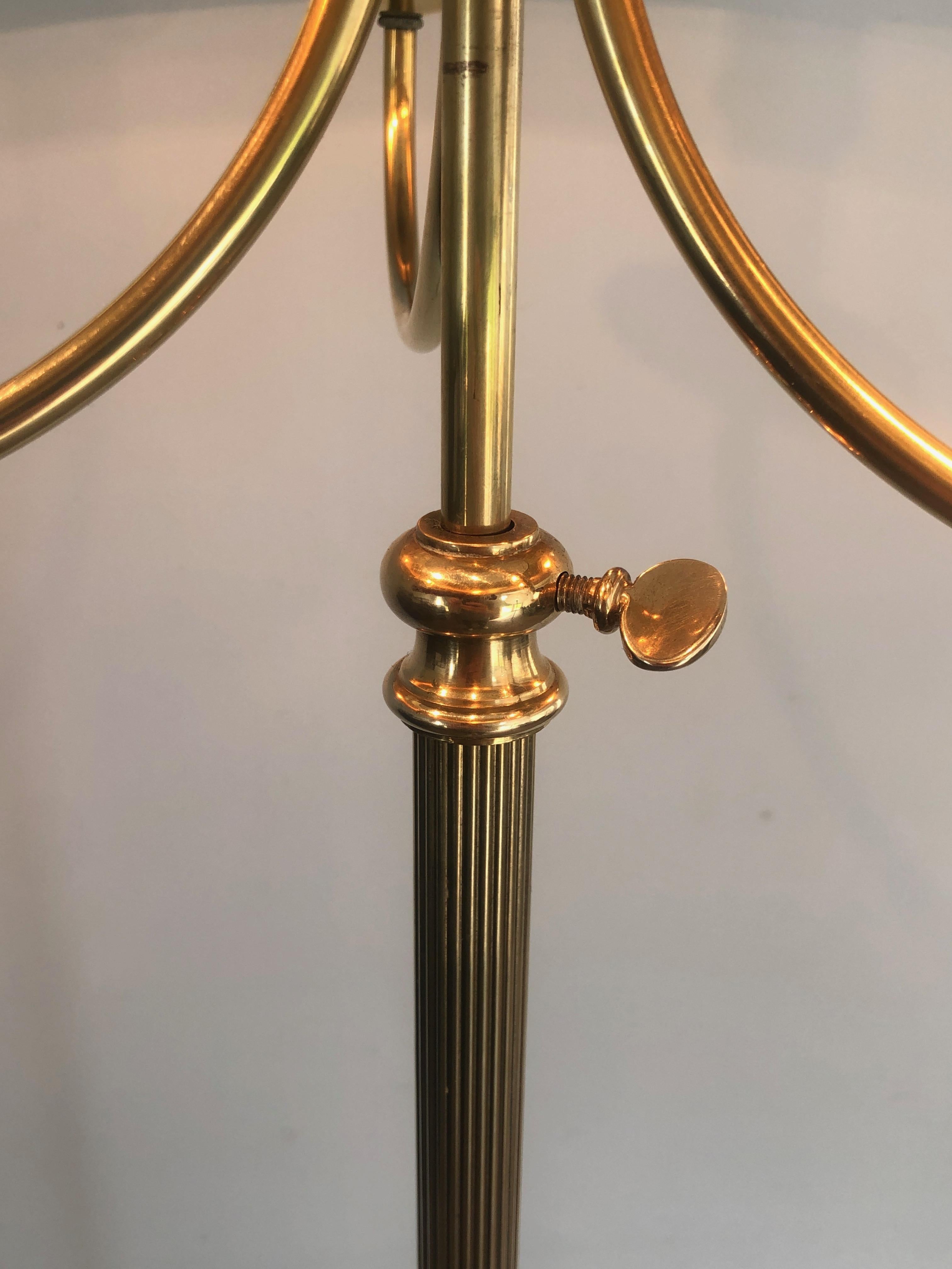 Neoclassical Style Brass Floor Lamp with 3 Arms in the Style of Maison Jansen For Sale 10