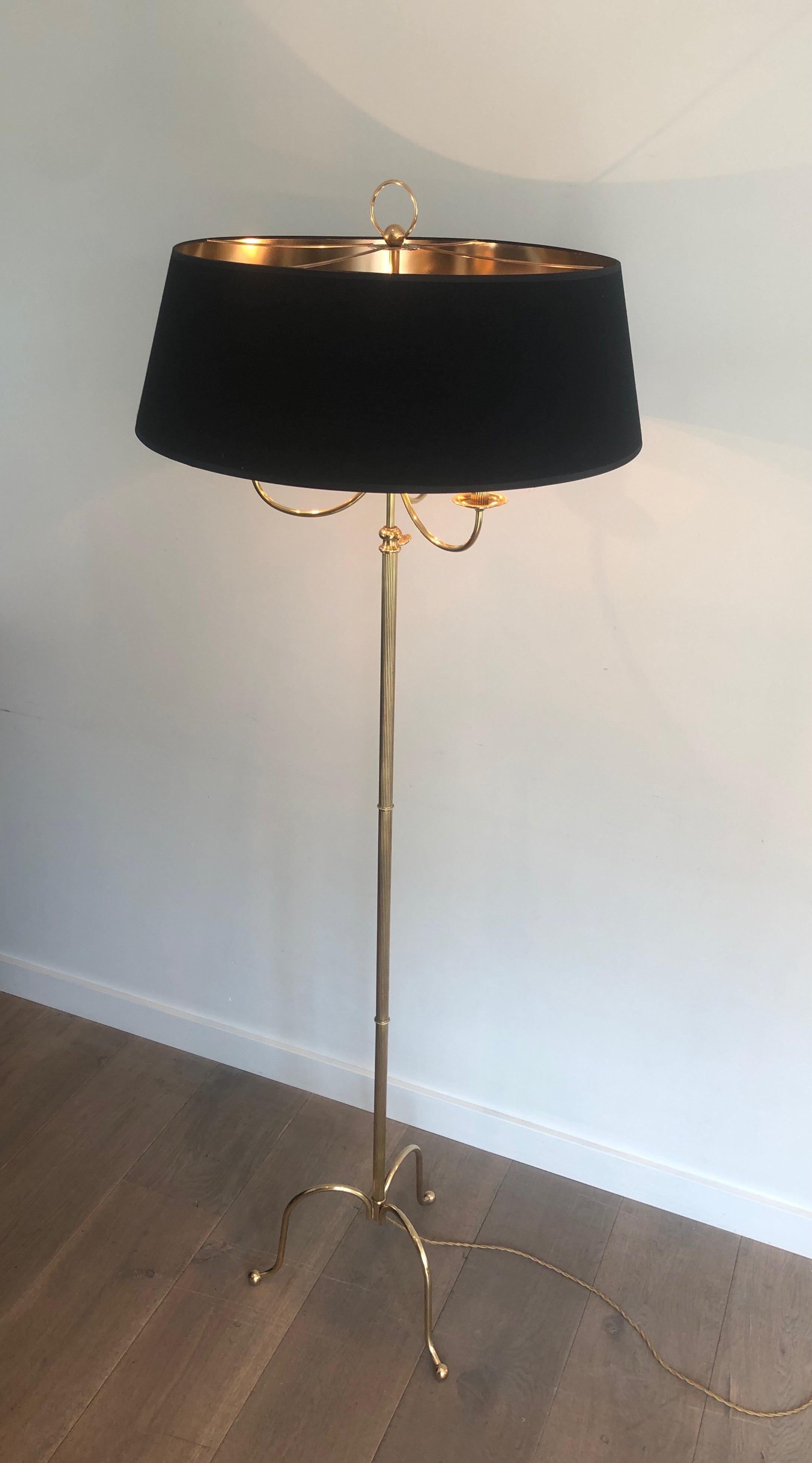 Neoclassical Style Brass Floor Lamp with 3 Arms in the Style of Maison Jansen For Sale 12