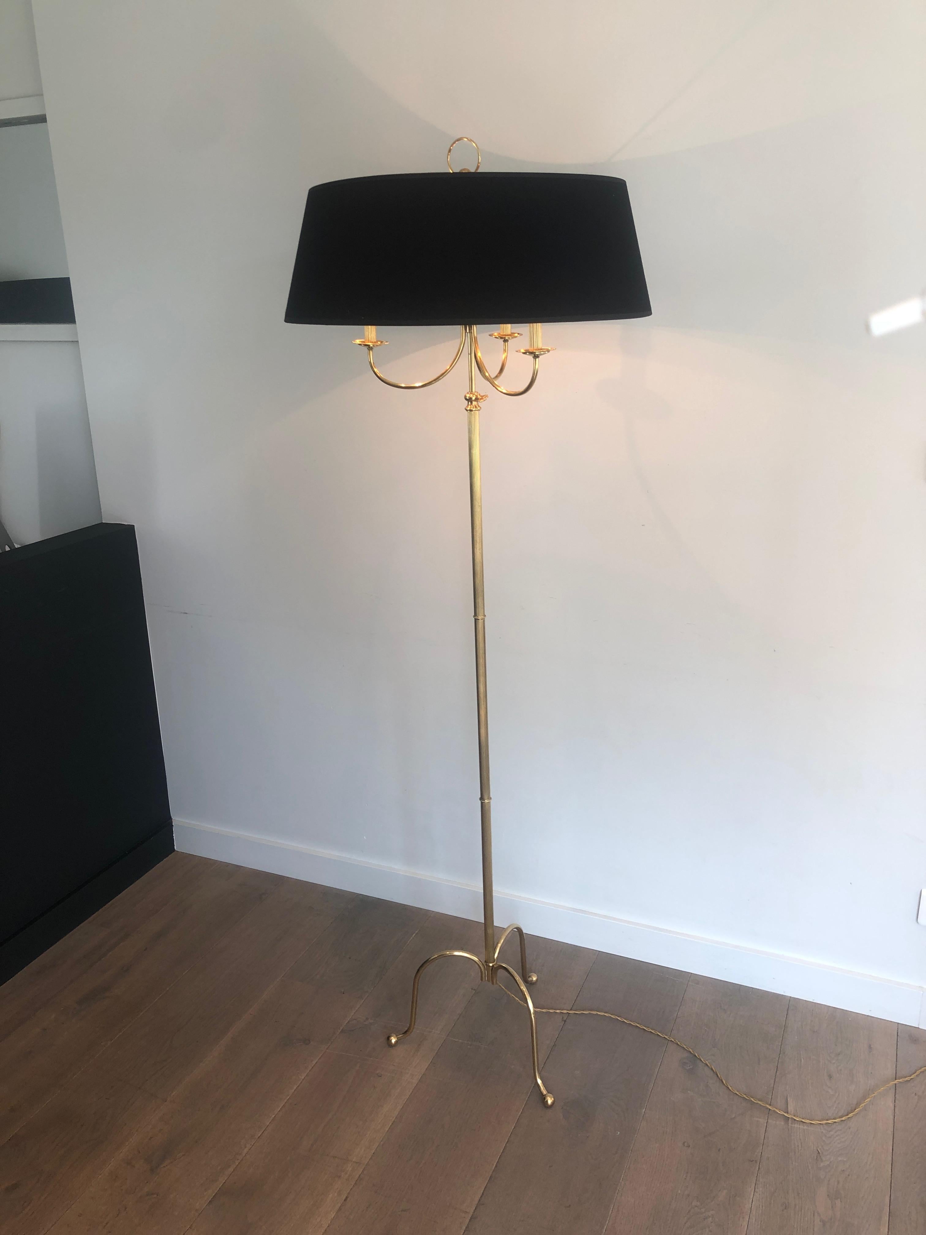 Neoclassical Style Brass Floor Lamp with 3 Arms in the Style of Maison Jansen For Sale 13