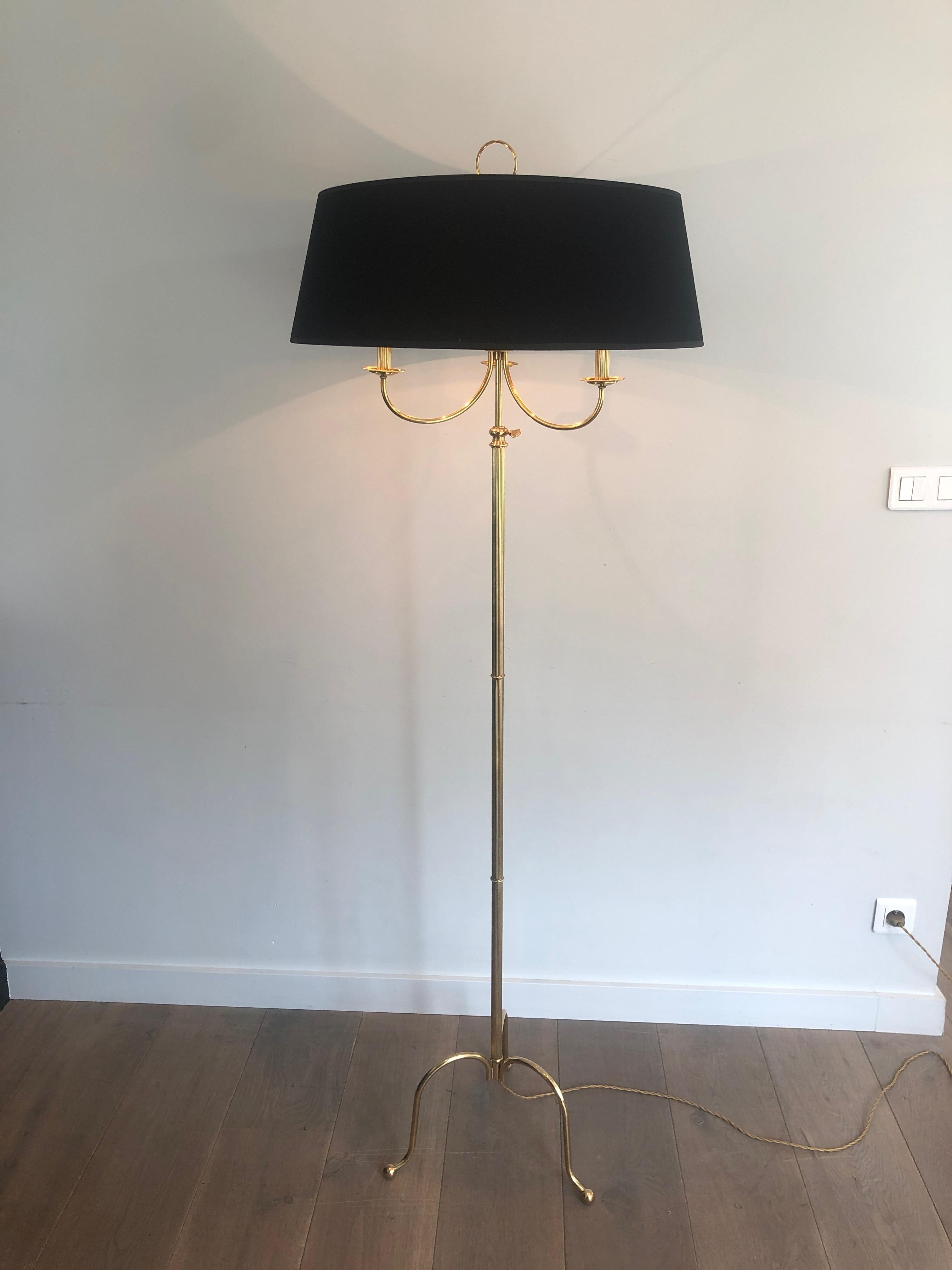 Neoclassical Style Brass Floor Lamp with 3 Arms in the Style of Maison Jansen For Sale 14