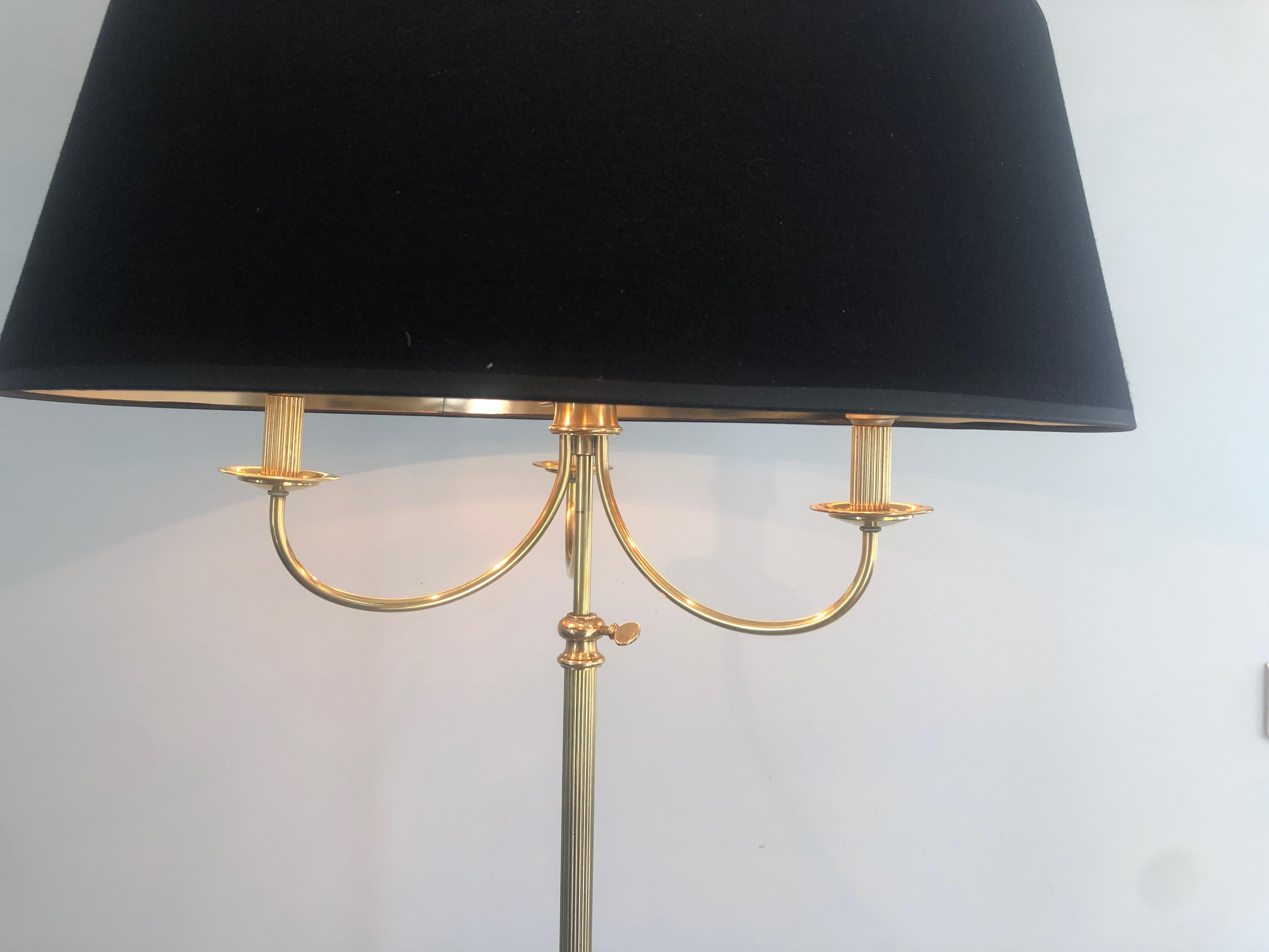 French Neoclassical Style Brass Floor Lamp with 3 Arms in the Style of Maison Jansen For Sale
