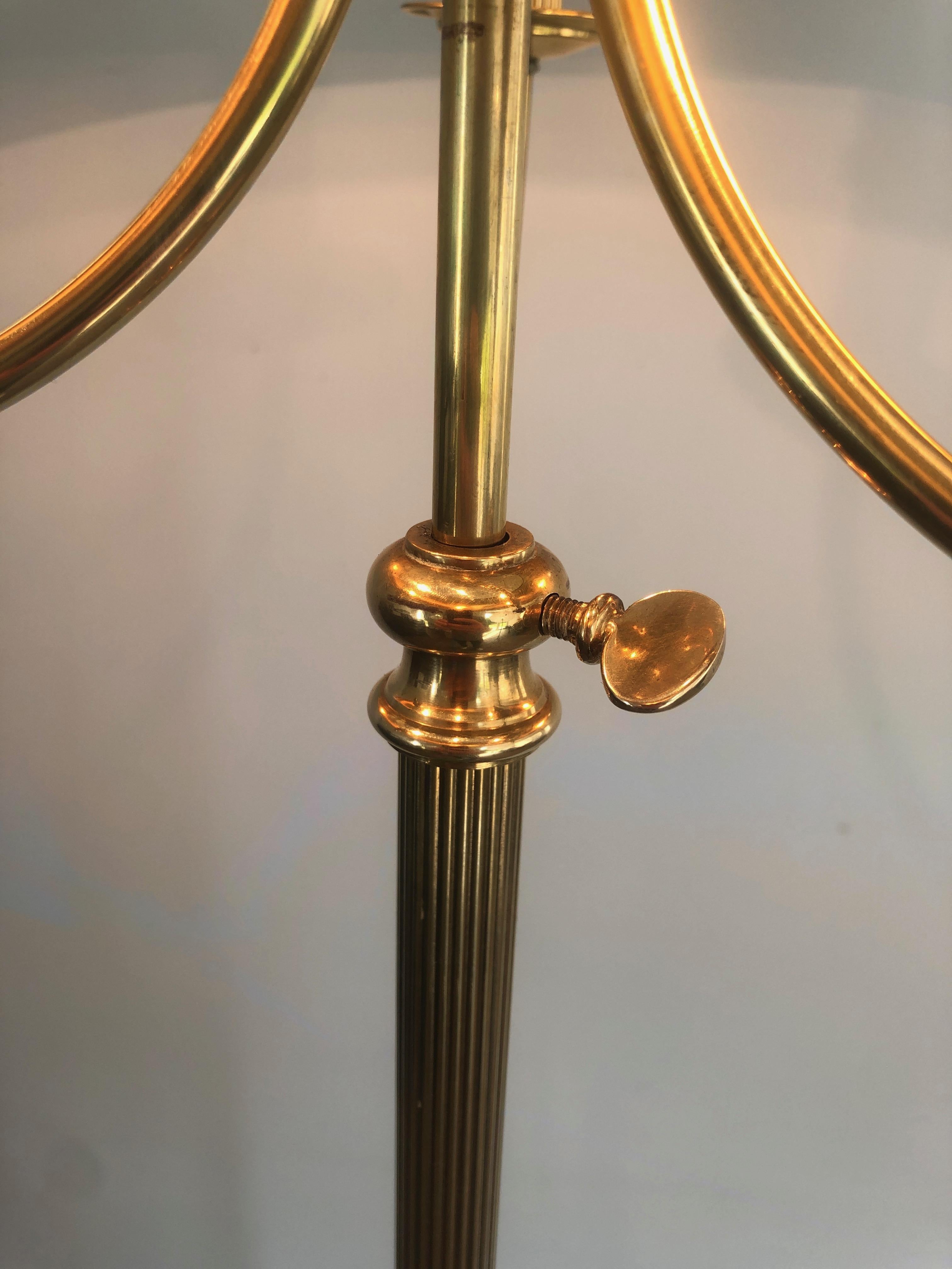 Neoclassical Style Brass Floor Lamp with 3 Arms in the Style of Maison Jansen For Sale 2