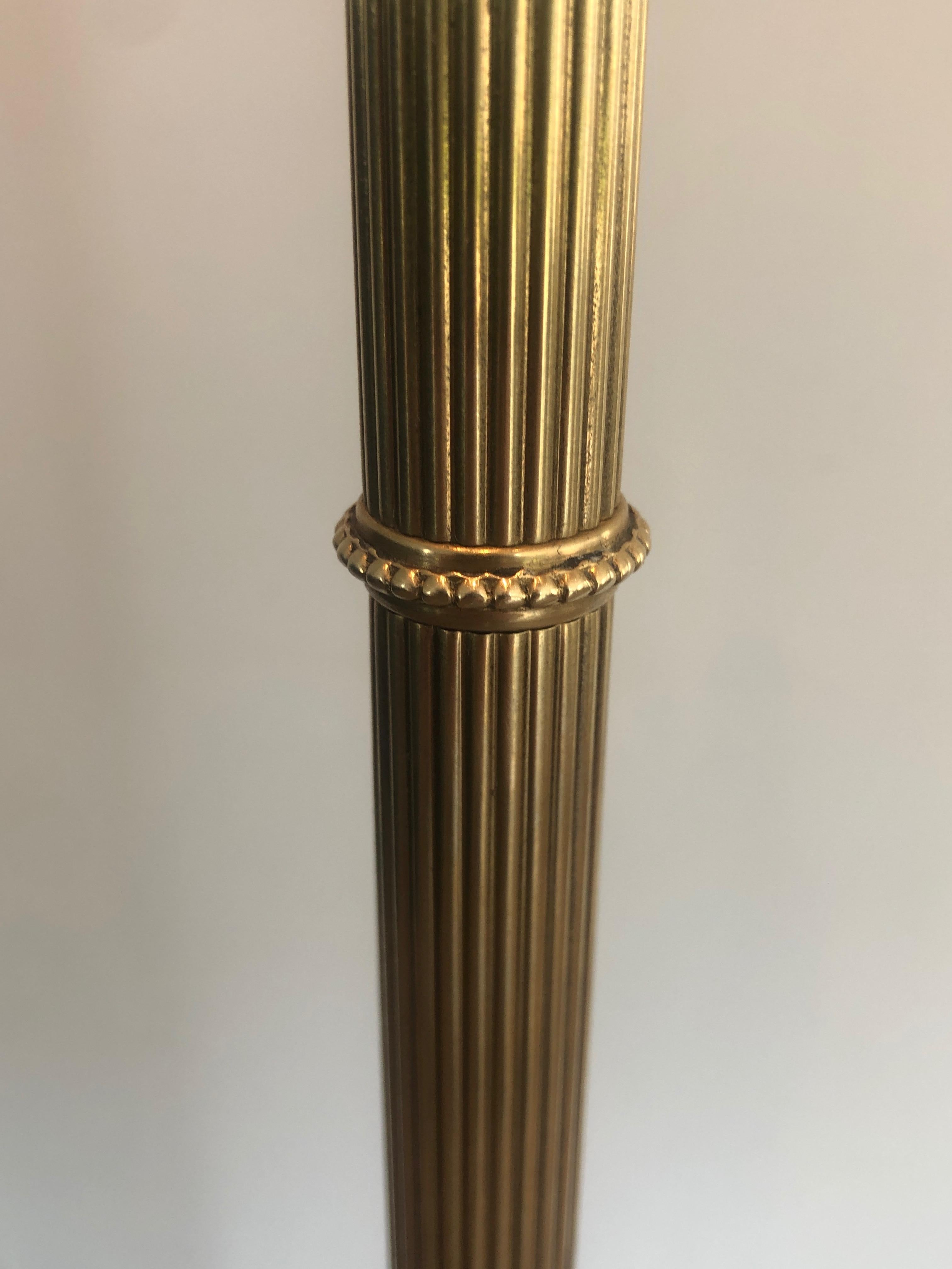 Neoclassical Style Brass Floor Lamp with 3 Arms in the Style of Maison Jansen For Sale 3