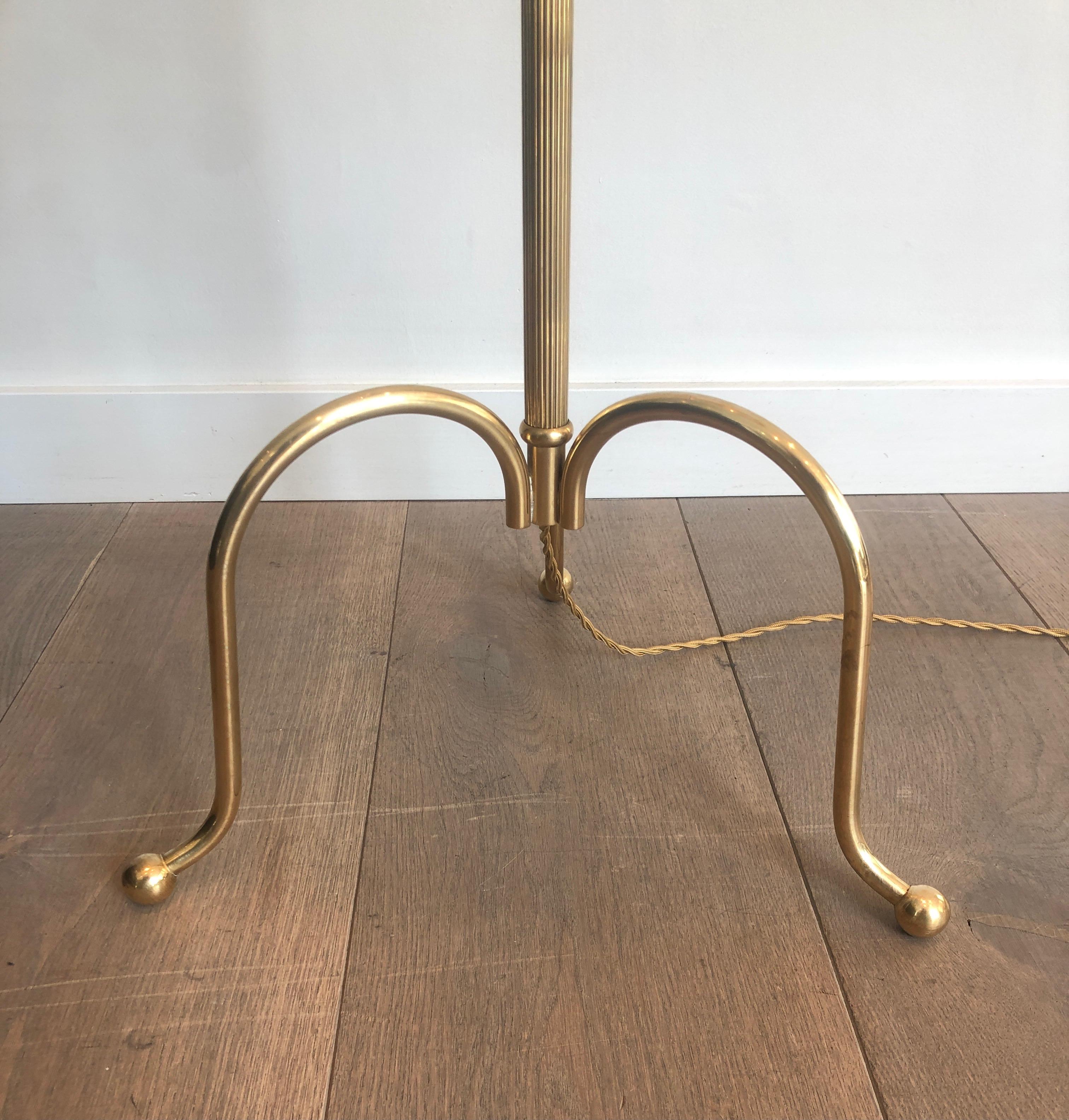 Neoclassical Style Brass Floor Lamp with 3 Arms in the Style of Maison Jansen For Sale 4