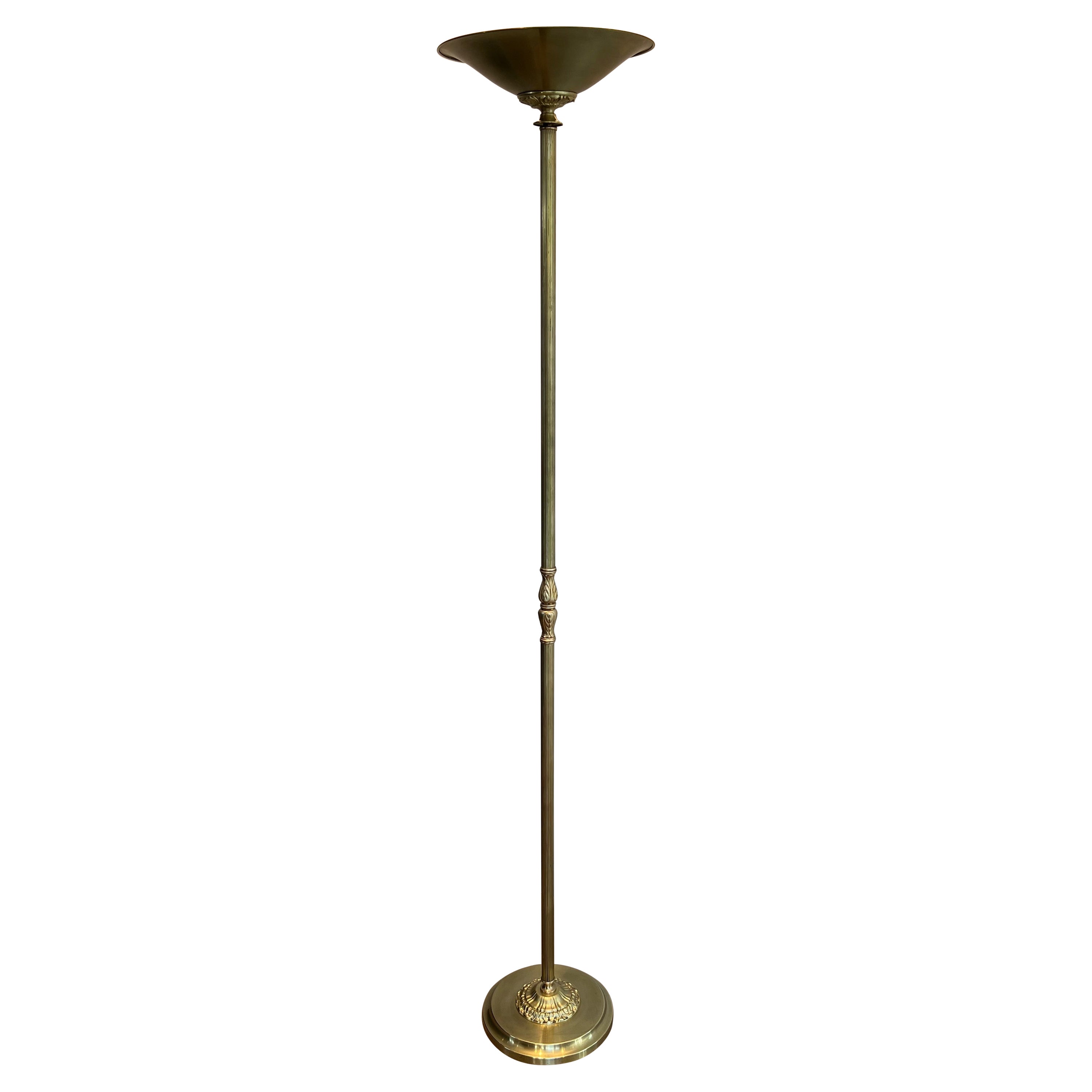 Neoclassical Style Brass Floor Lamp with removable reflector