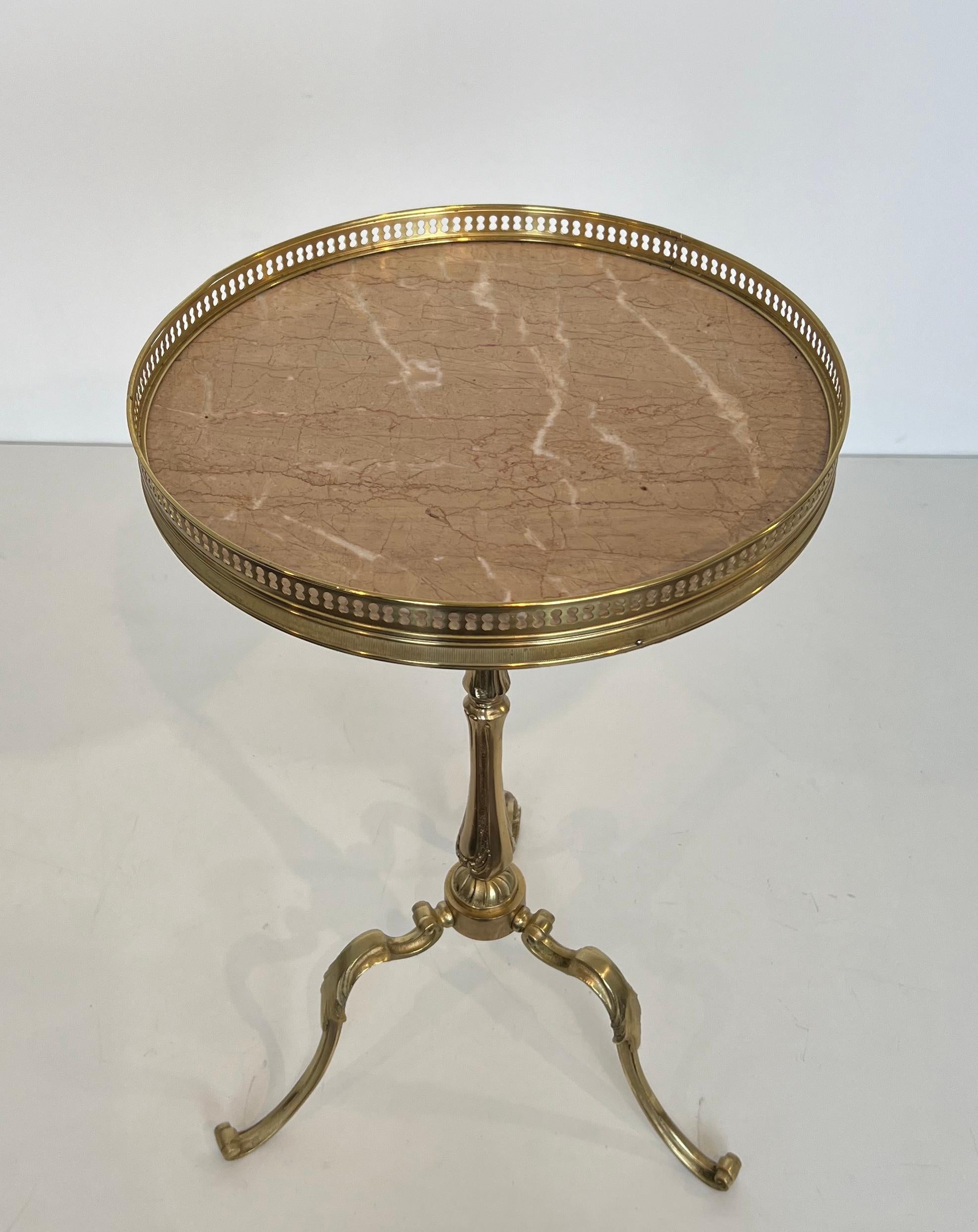 Neoclassical Style Brass Gueridon with Marble Top, possibly Maison Jansen For Sale 7