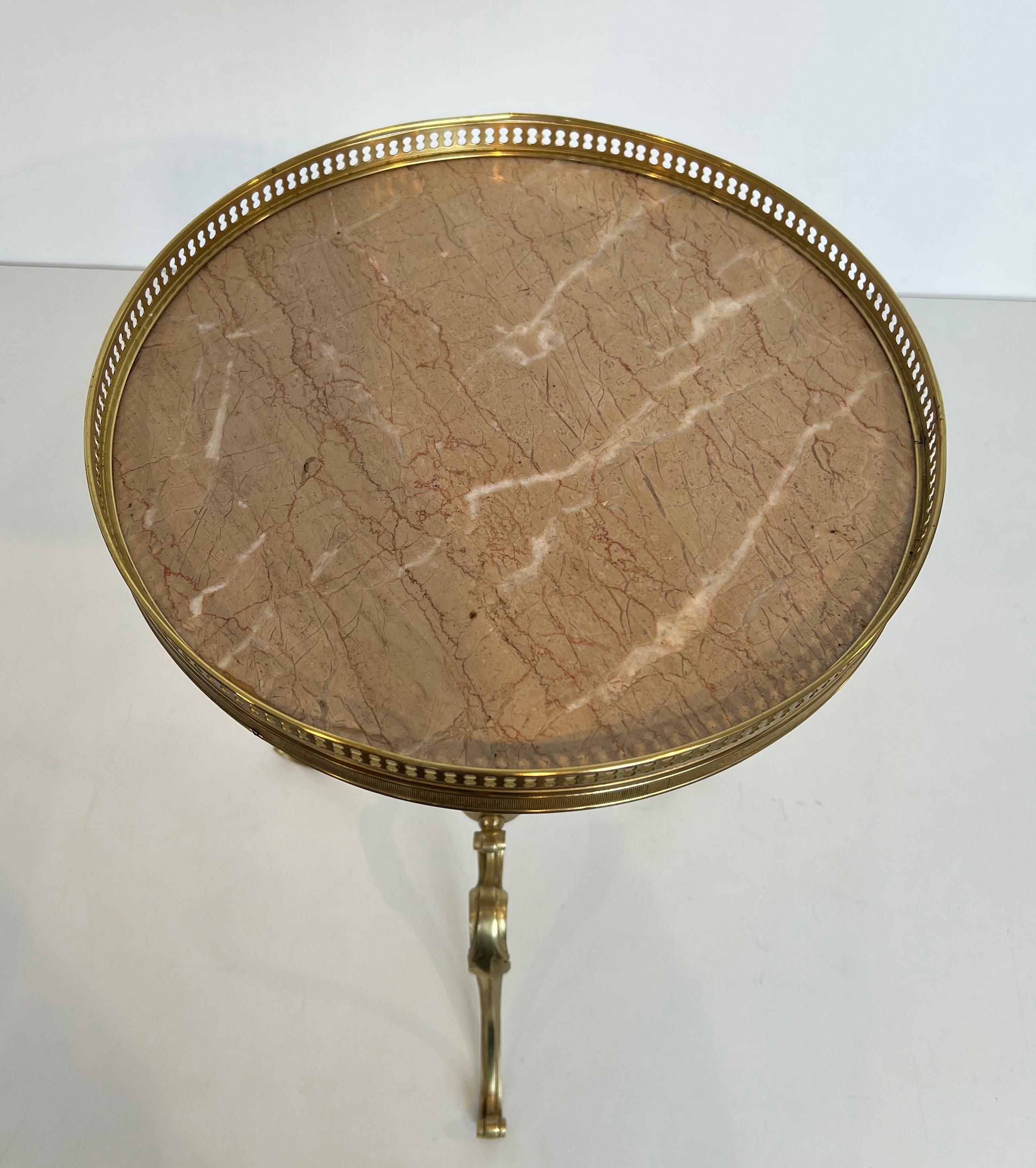 Neoclassical Style Brass Gueridon with Marble Top, possibly Maison Jansen For Sale 8