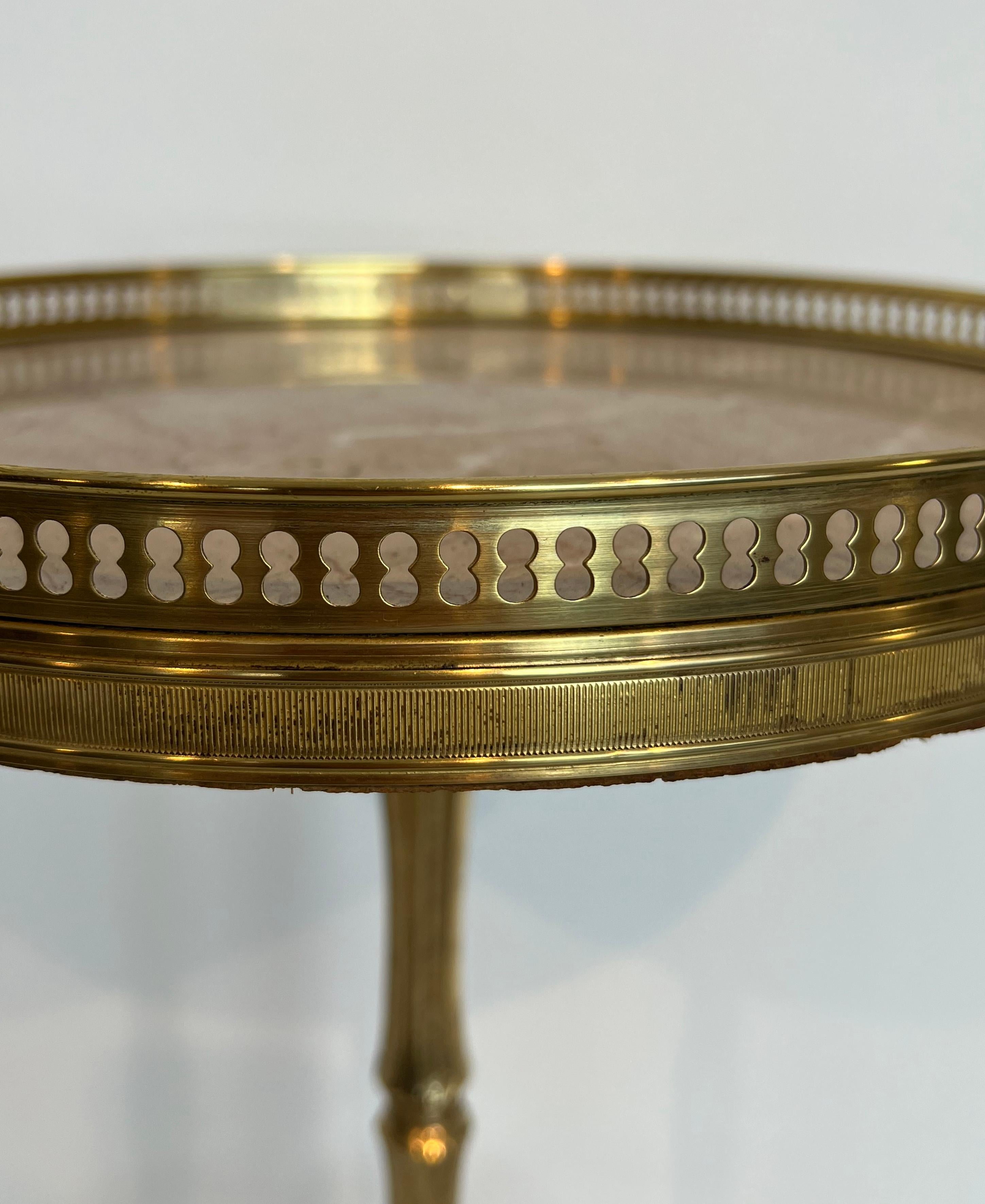 Neoclassical Style Brass Gueridon with Marble Top, possibly Maison Jansen For Sale 9