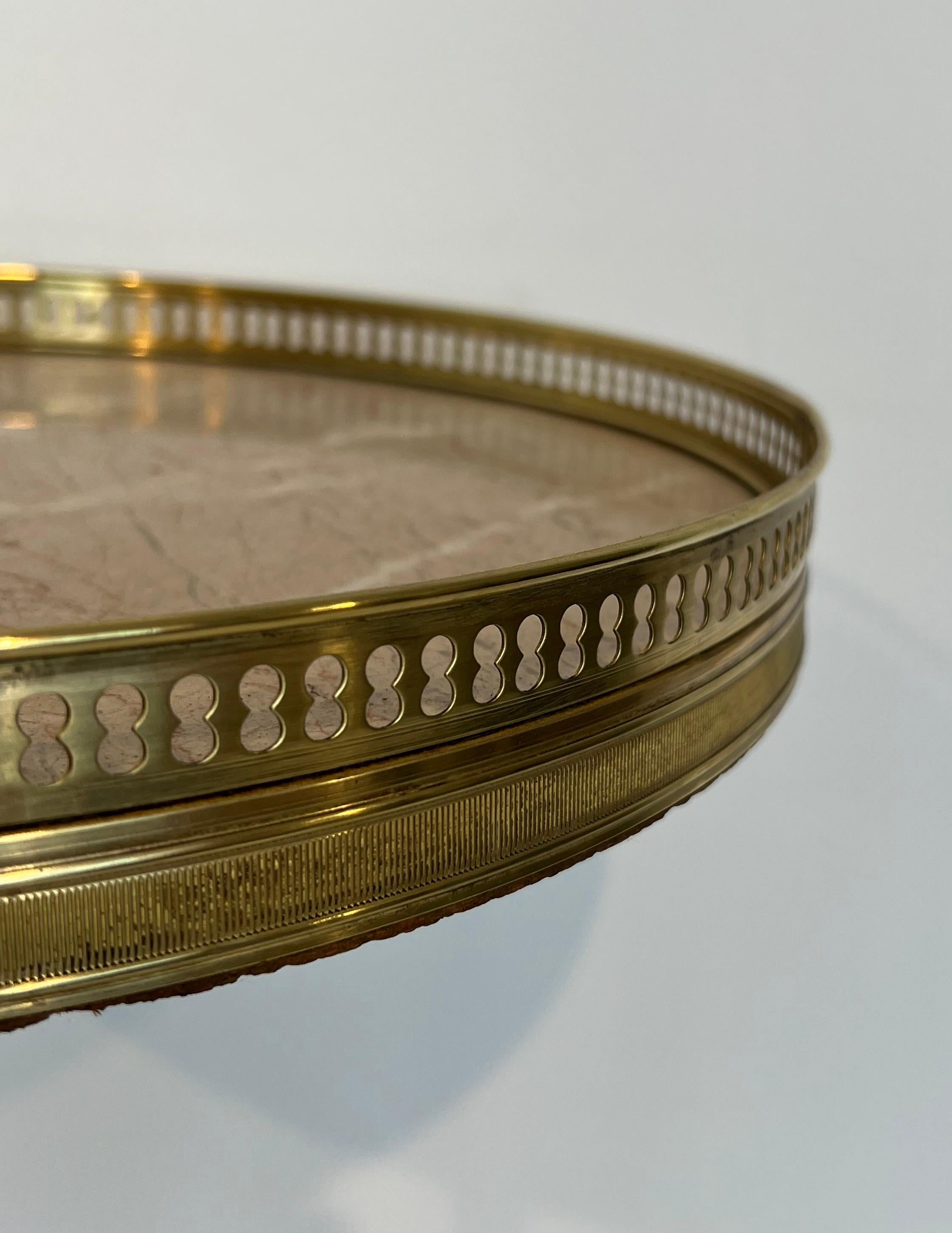 Neoclassical Style Brass Gueridon with Marble Top, possibly Maison Jansen For Sale 11