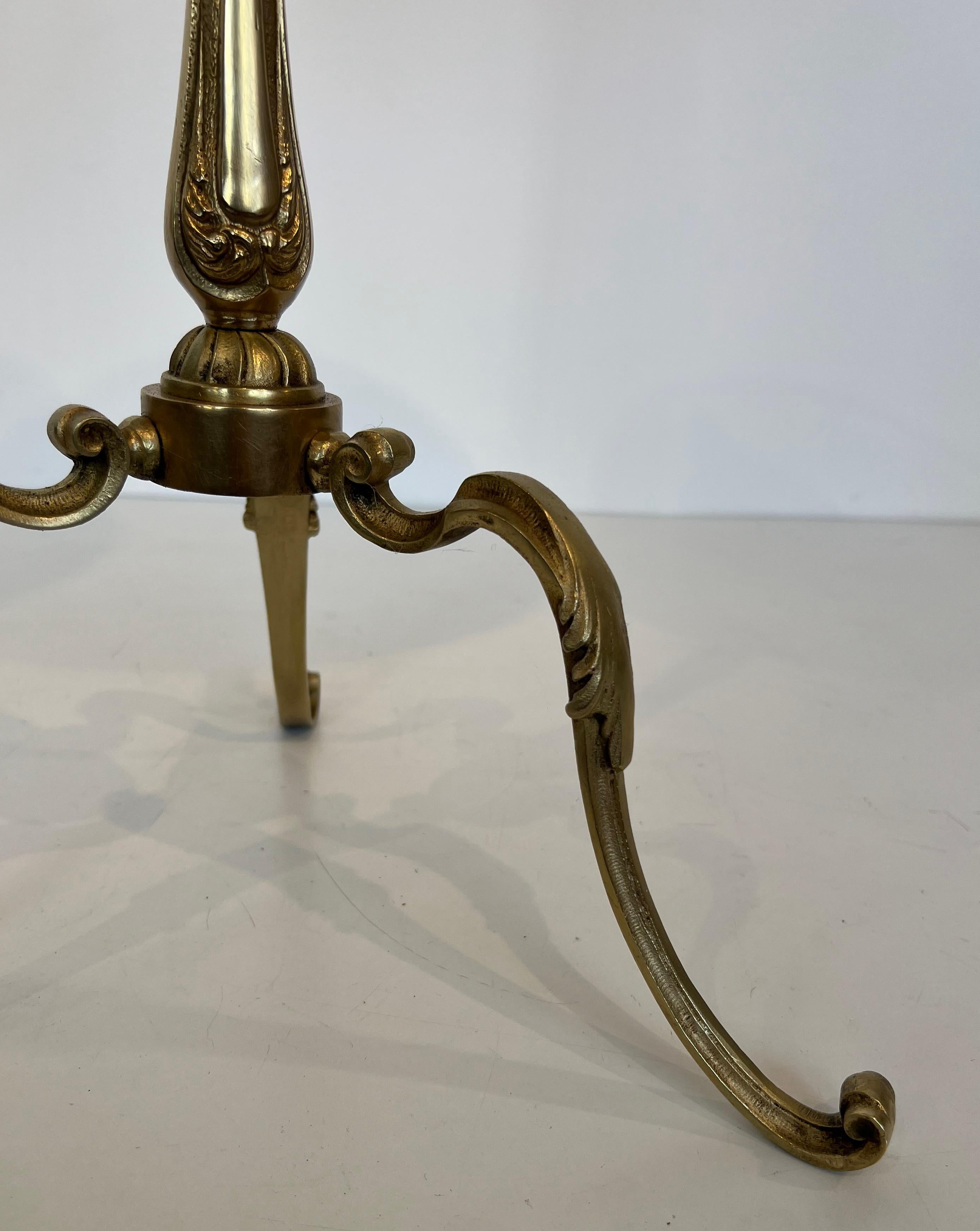Neoclassical Style Brass Gueridon with Marble Top, possibly Maison Jansen For Sale 14