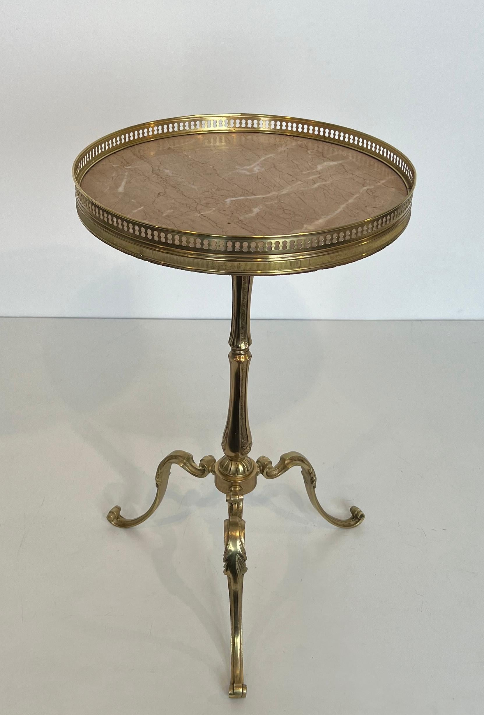 Neoclassical Style Brass Gueridon with Marble Top, possibly Maison Jansen For Sale 15