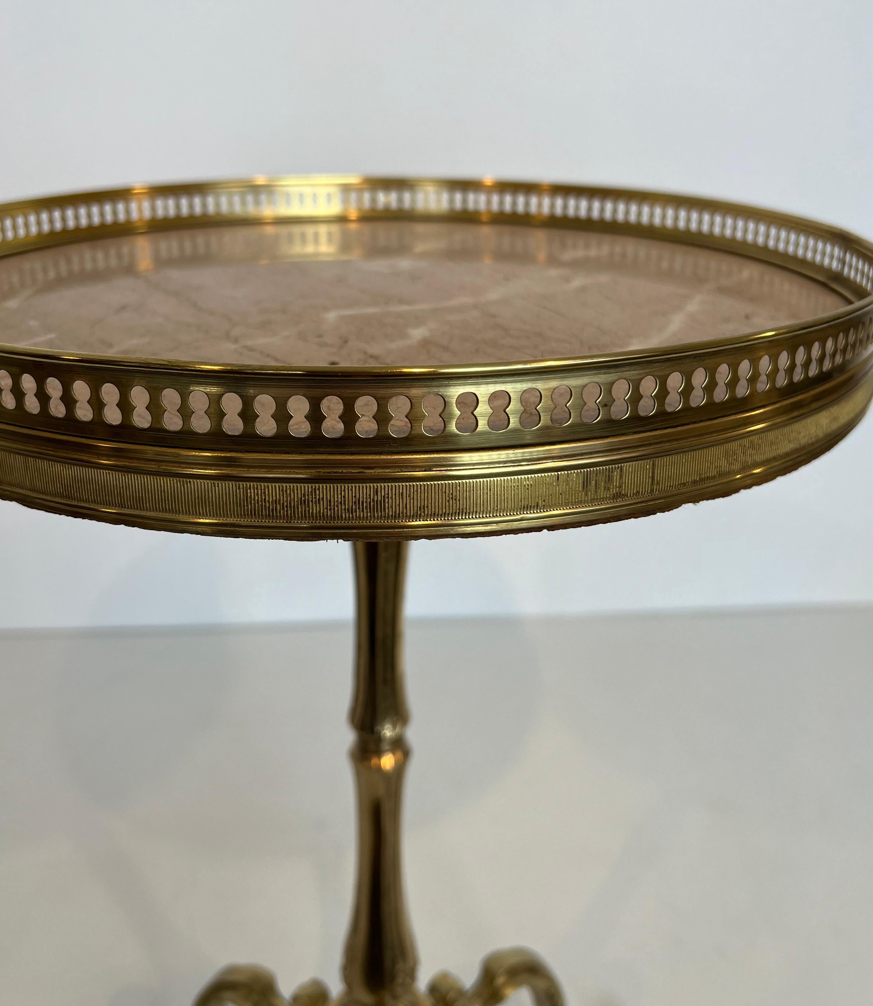 Neoclassical Style Brass Gueridon with Marble Top, possibly Maison Jansen For Sale 2