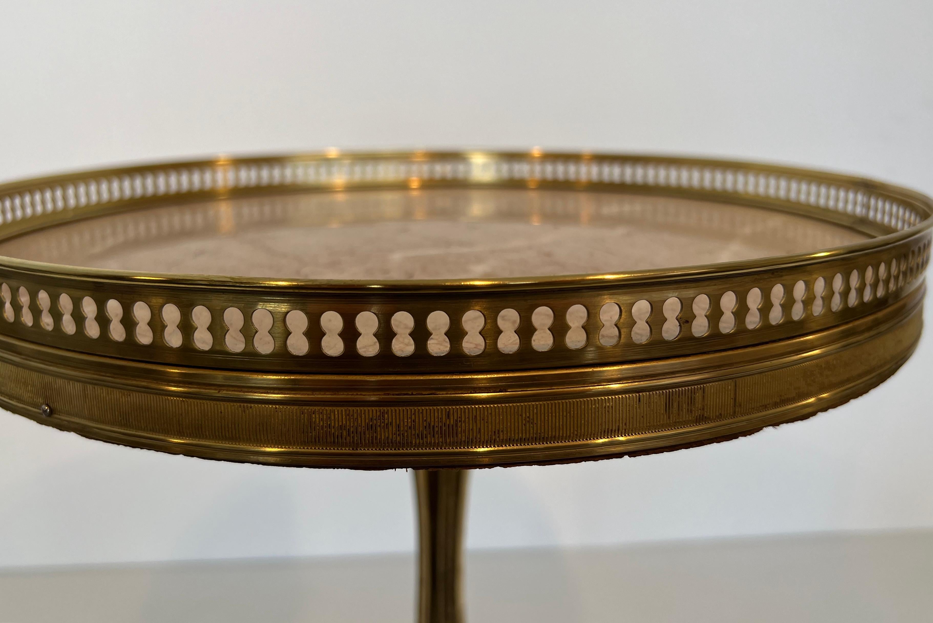 Neoclassical Style Brass Gueridon with Marble Top, possibly Maison Jansen For Sale 3