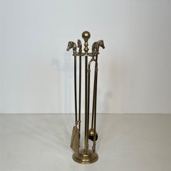 Cabeza de Caballo de Latón de Estilo Neoclásico Herramientas para Chimenea