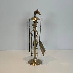 Neoclassical Style Brass HorseHeads Fireplace Tools in The Styl of Maison Jansen