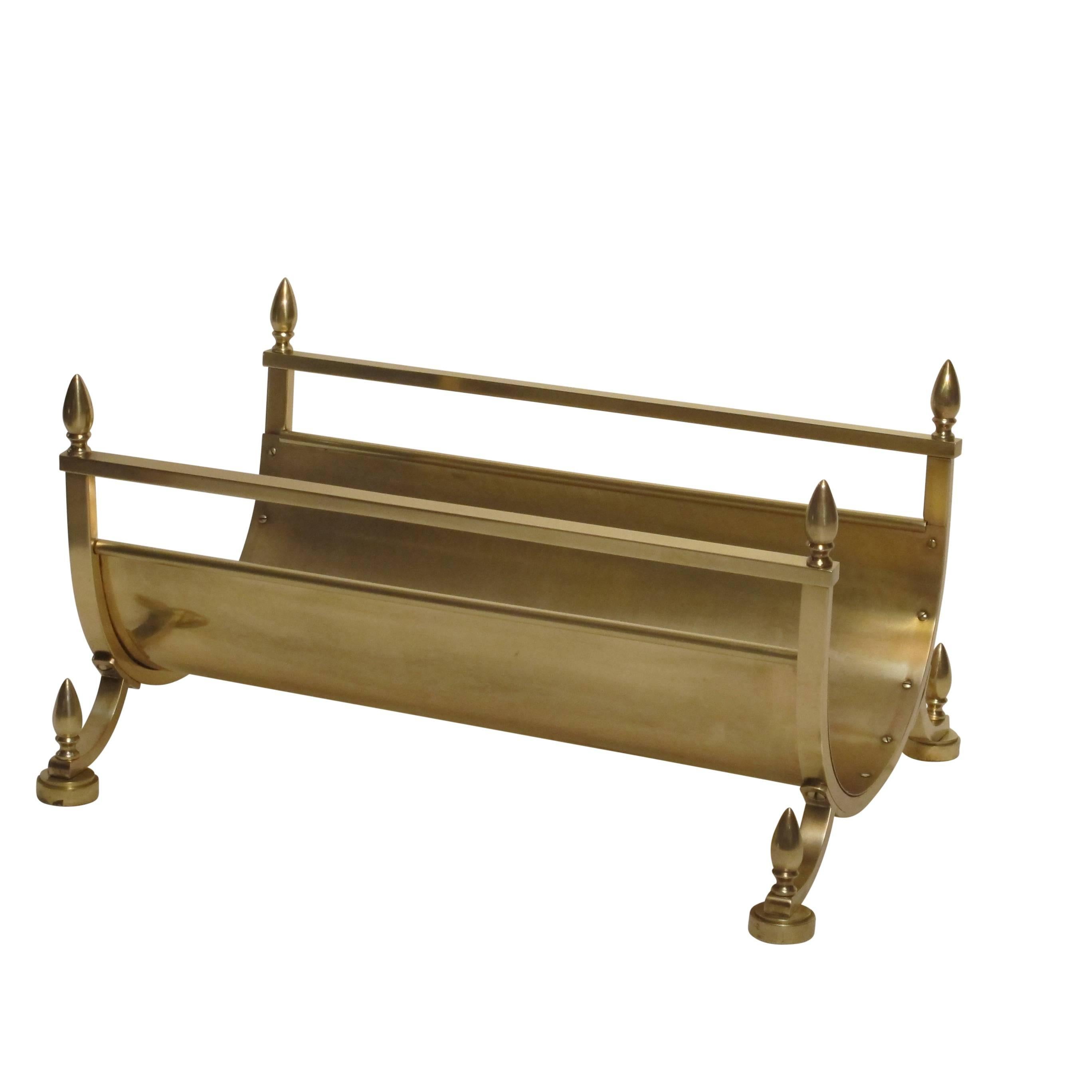 American Neoclassical Style Brass Log or Magazine Holder, Mid-20th Century