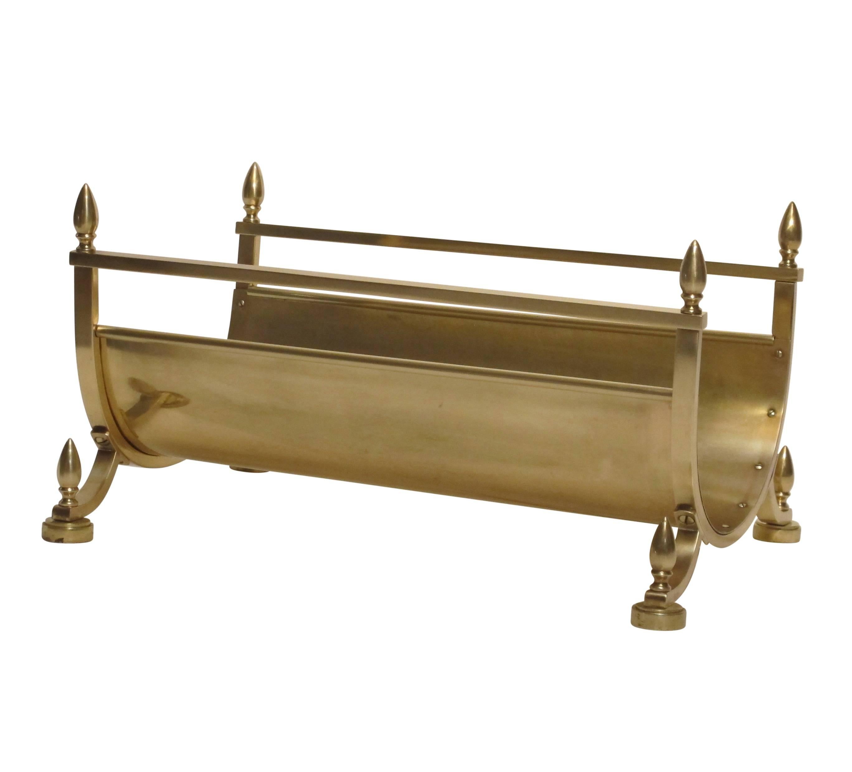 Neoclassical Style Brass Log or Magazine Holder, Mid-20th Century In Excellent Condition In San Francisco, CA