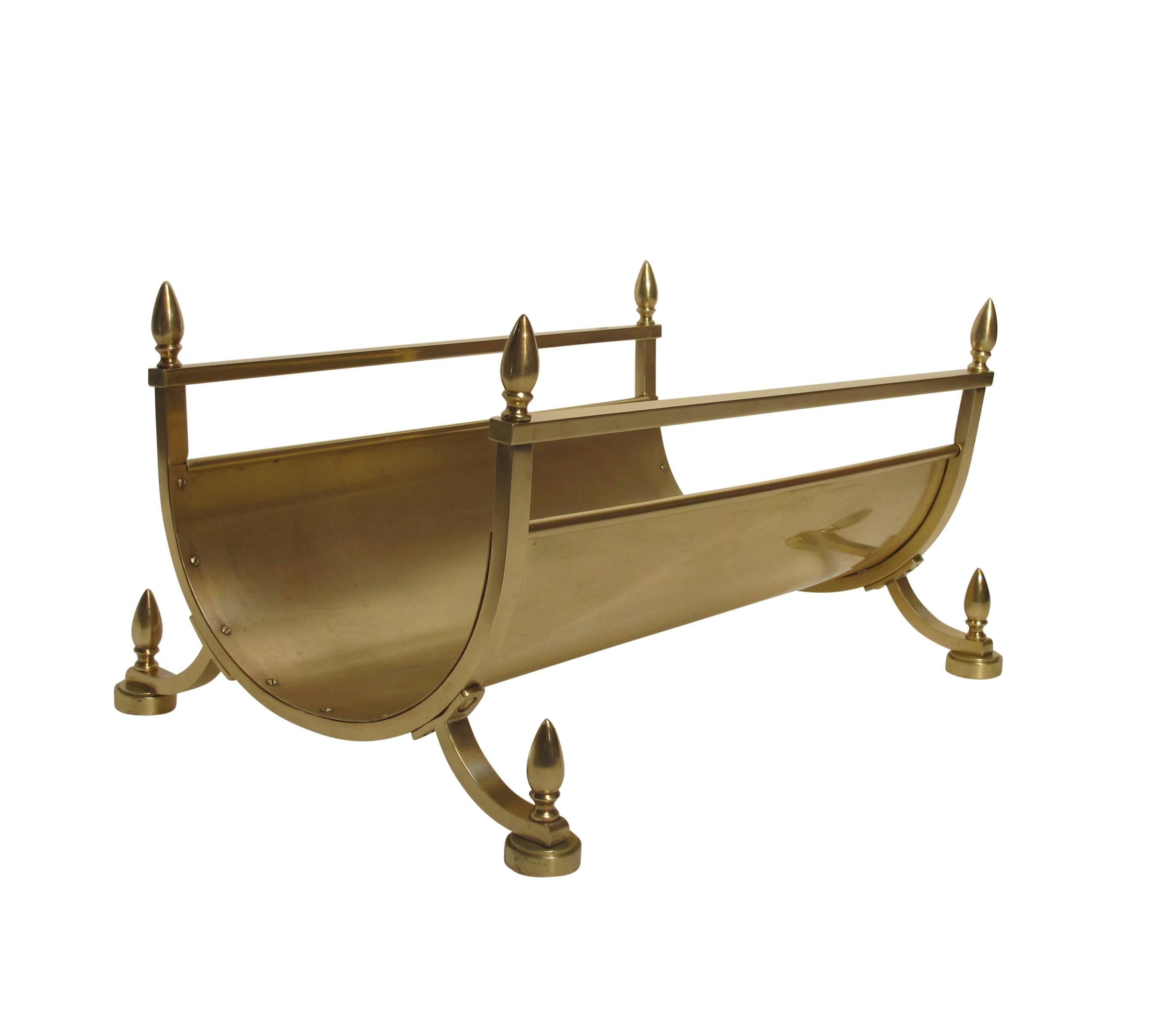 Neoclassical Style Brass Log or Magazine Holder, Mid-20th Century 2