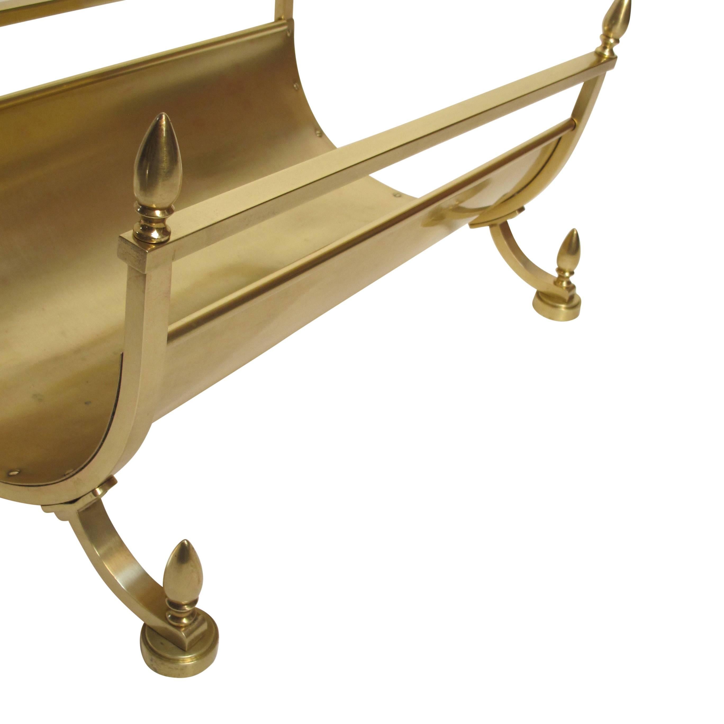 Neoclassical Style Brass Log or Magazine Holder, Mid-20th Century 3