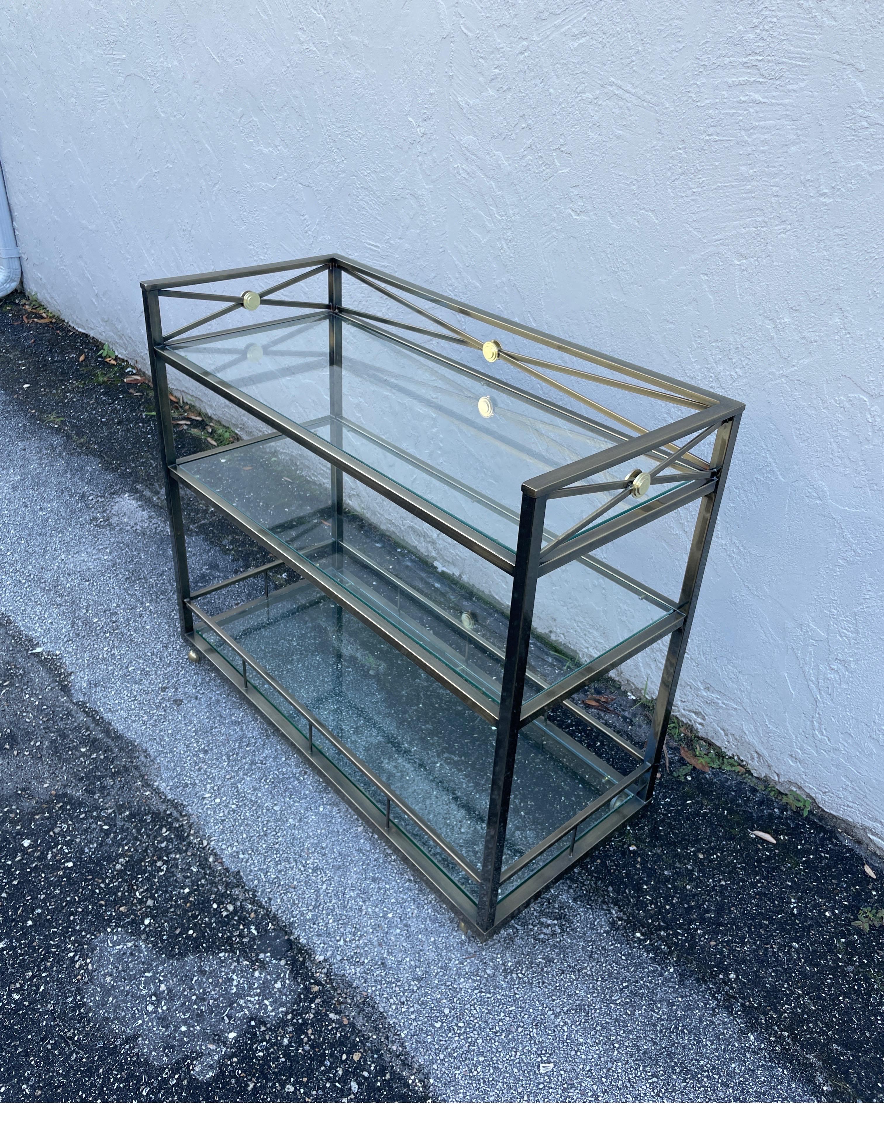 Italian Neoclassical Style Brass Mounted Bar Cart / Etagere For Sale