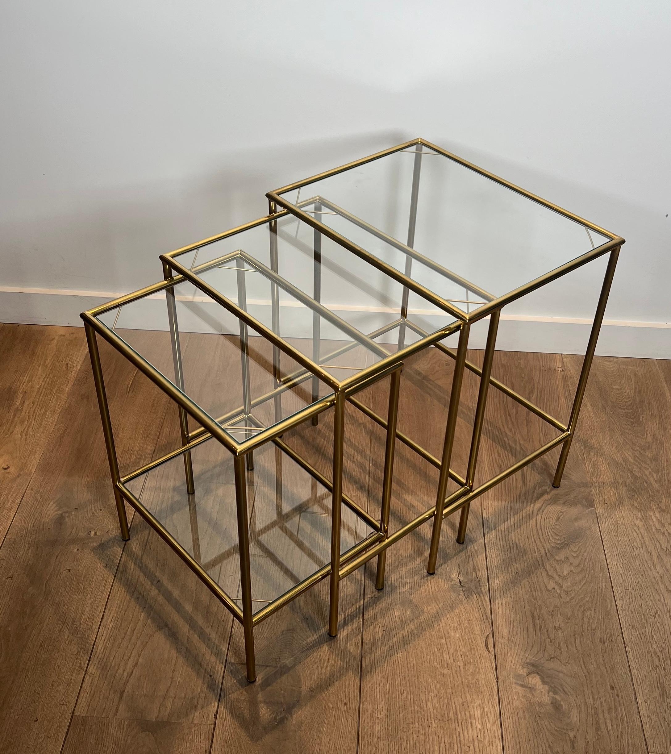 Neoclassical Style Brass Nesting Tables For Sale 6