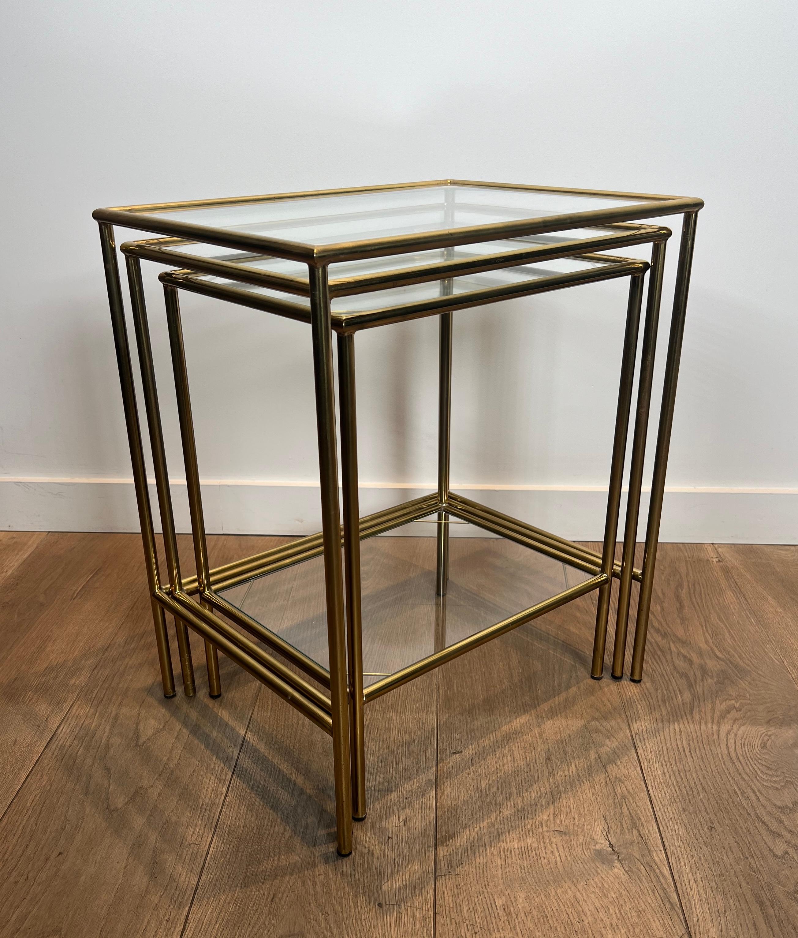 Neoclassical Style Brass Nesting Tables For Sale 8