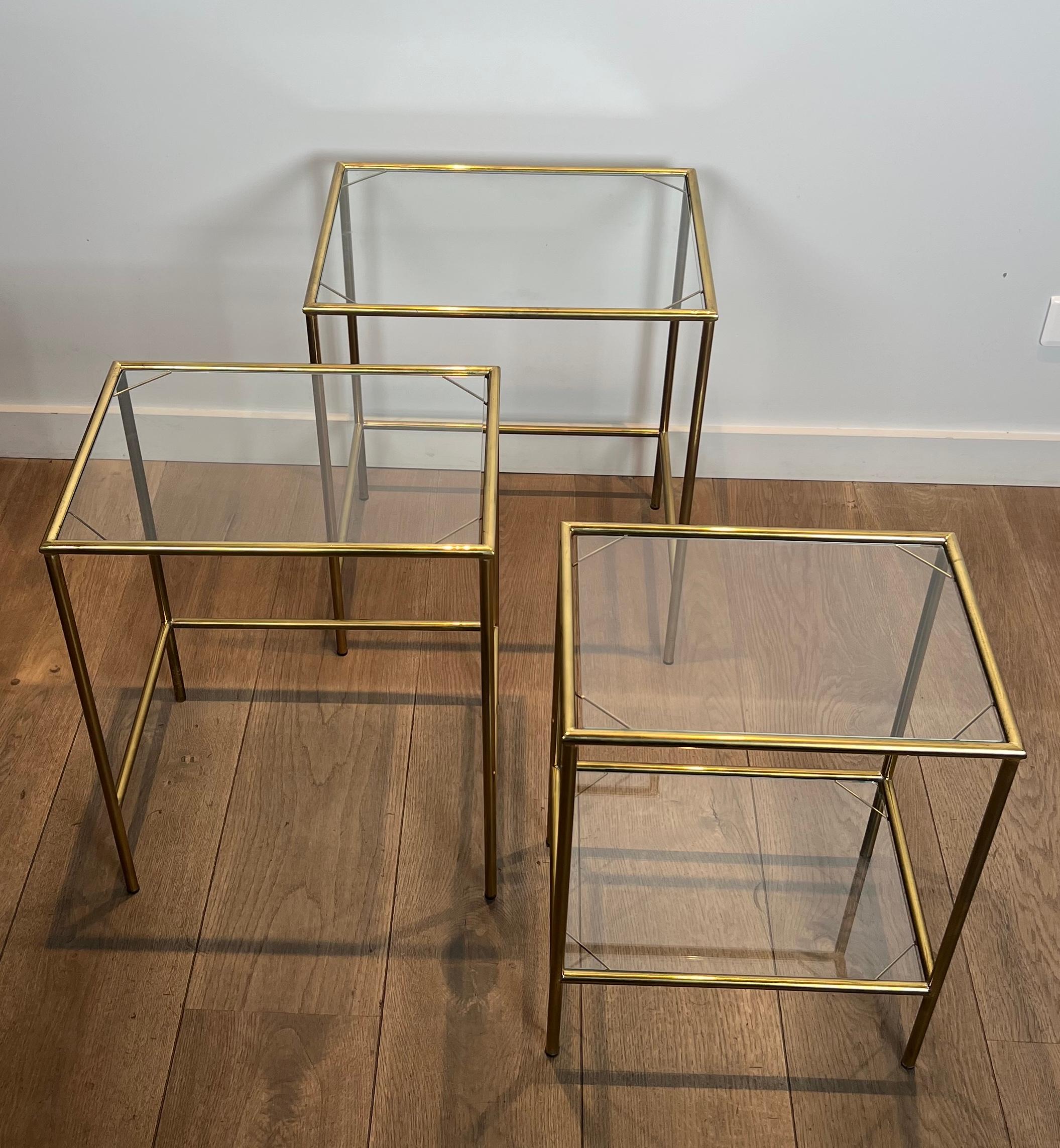 Neoclassical Style Brass Nesting Tables For Sale 10