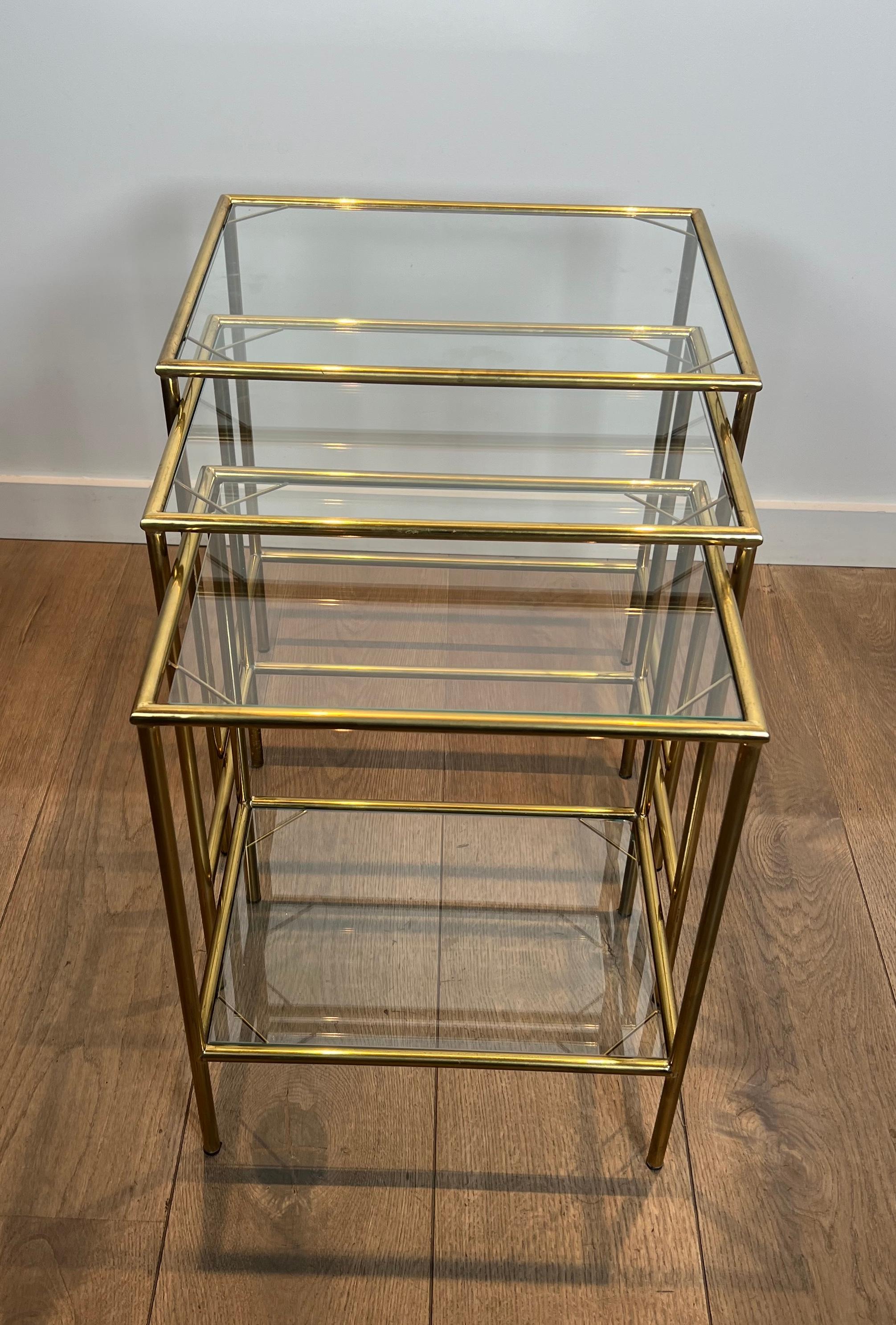 Neoclassical Style Brass Nesting Tables For Sale 13