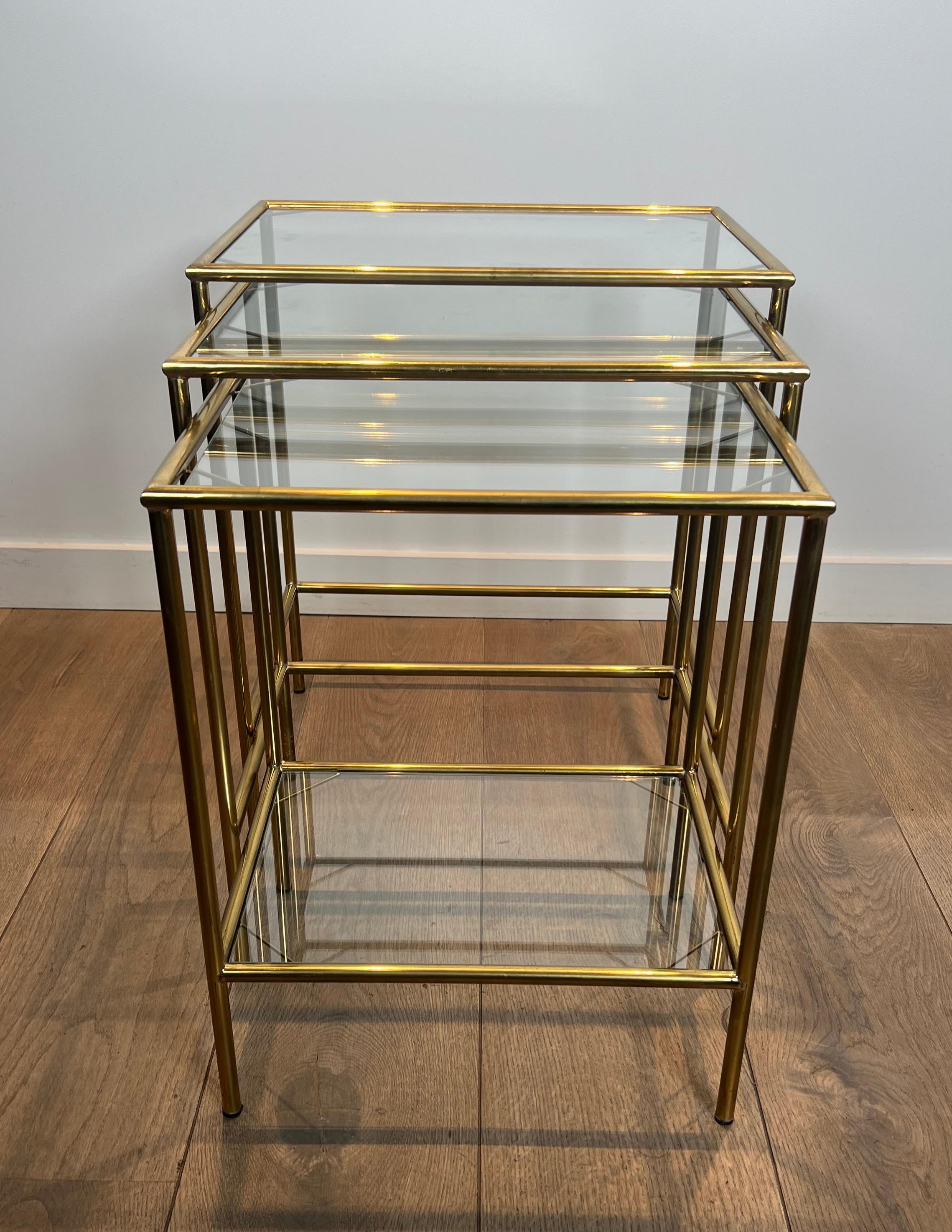 Neoclassical Style Brass Nesting Tables For Sale 1