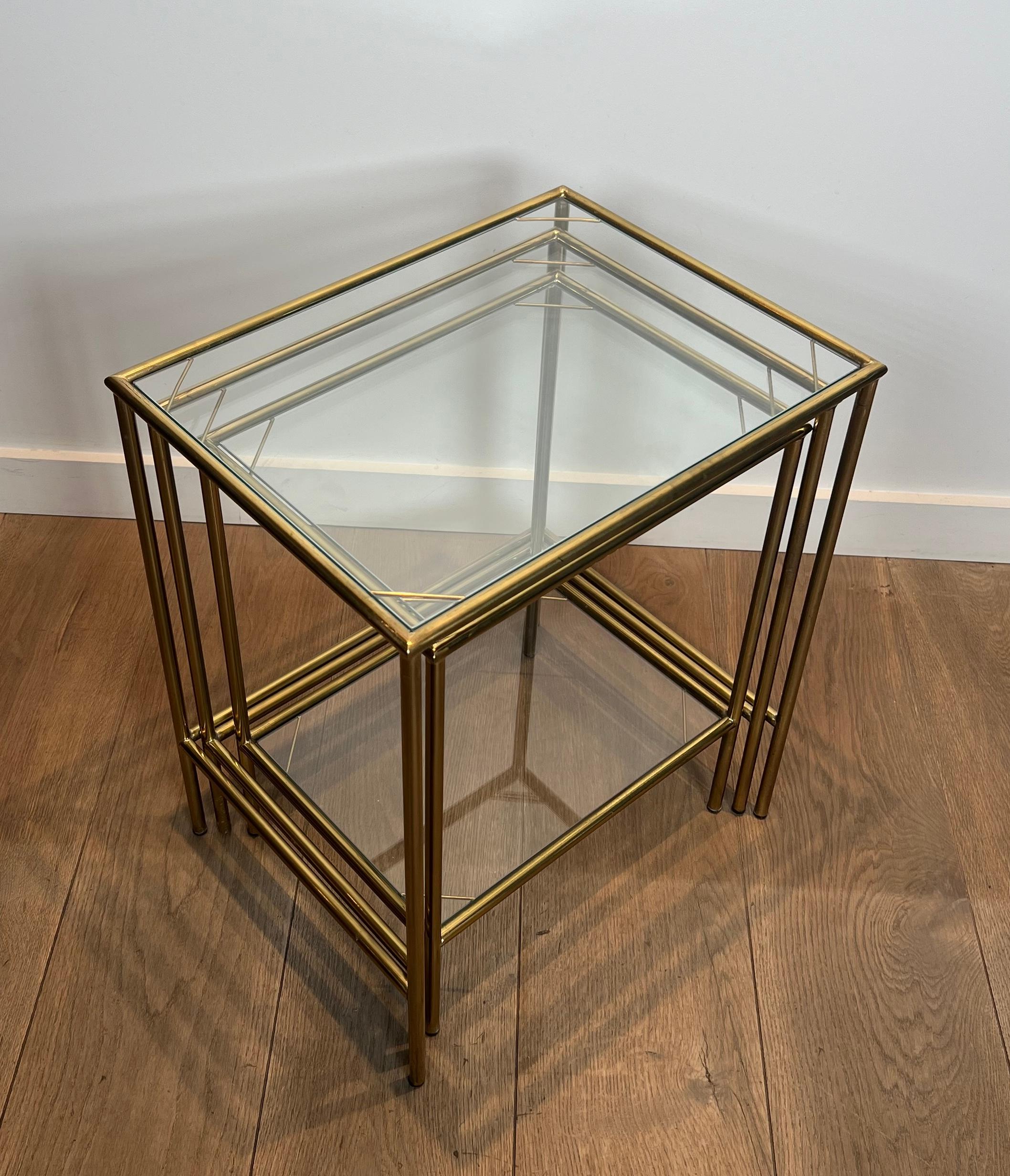 Neoclassical Style Brass Nesting Tables For Sale 2