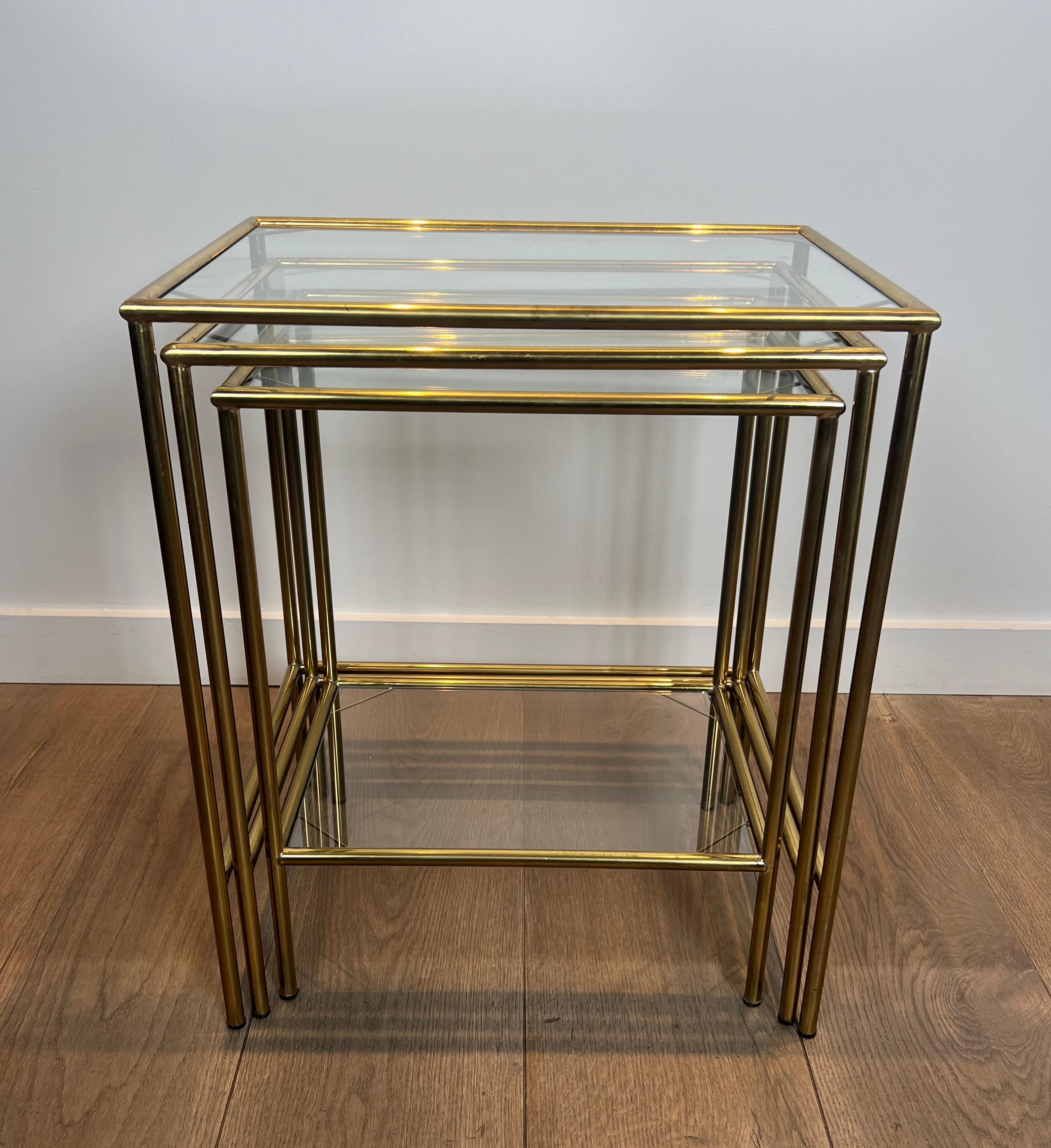 Neoclassical Style Brass Nesting Tables For Sale 3