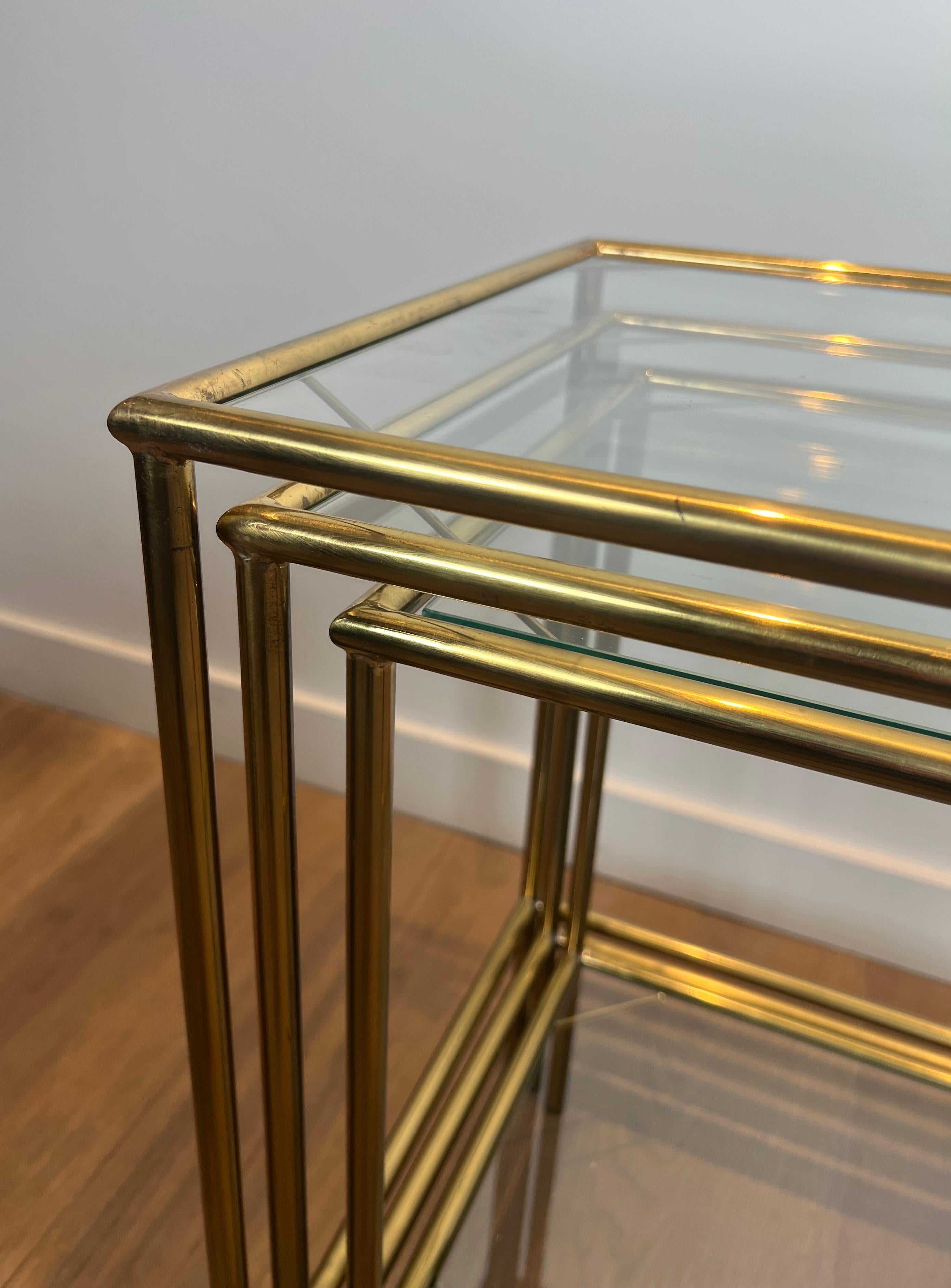 Neoclassical Style Brass Nesting Tables For Sale 4
