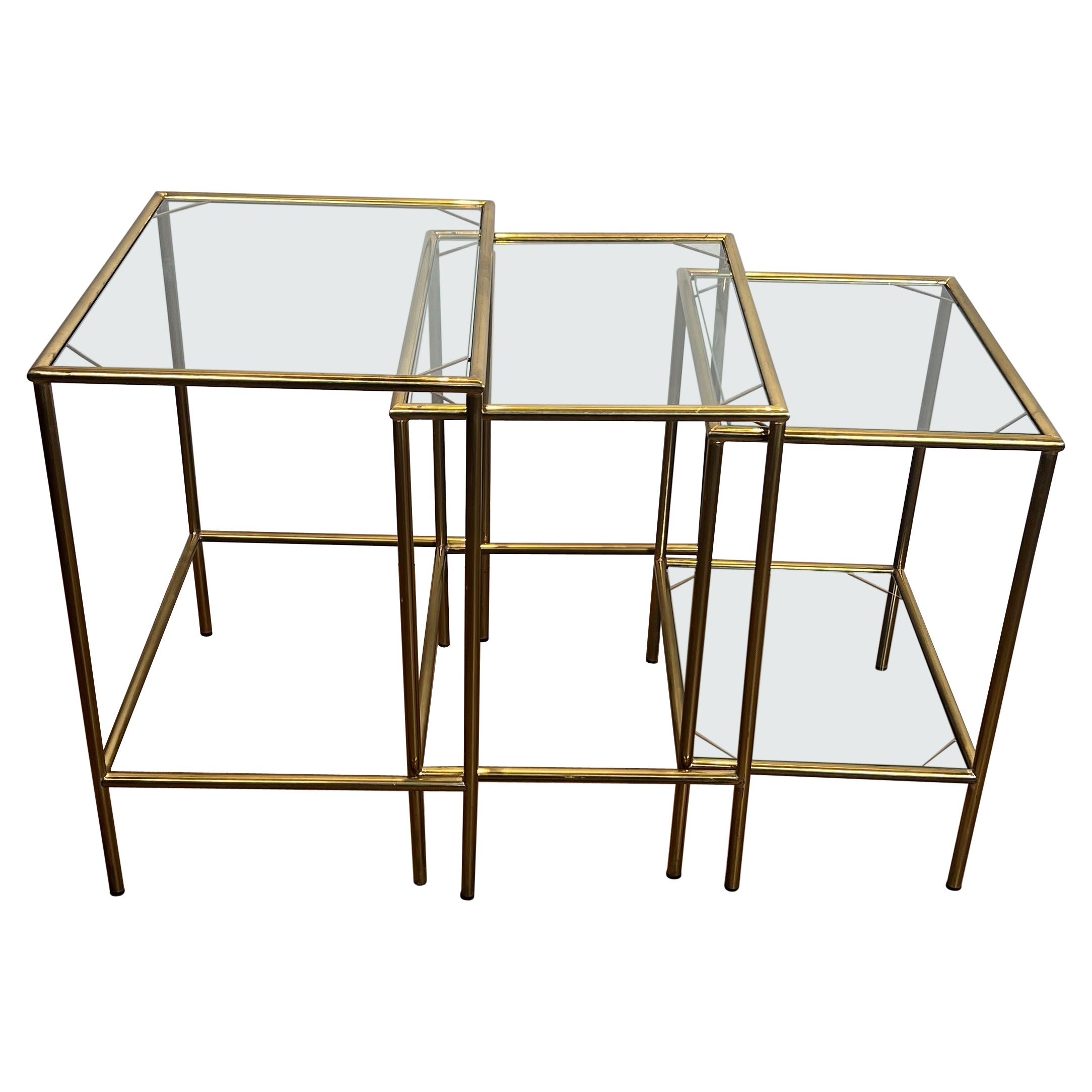 Neoclassical Style Brass Nesting Tables