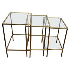 Neoclassical Style Brass Nesting Tables
