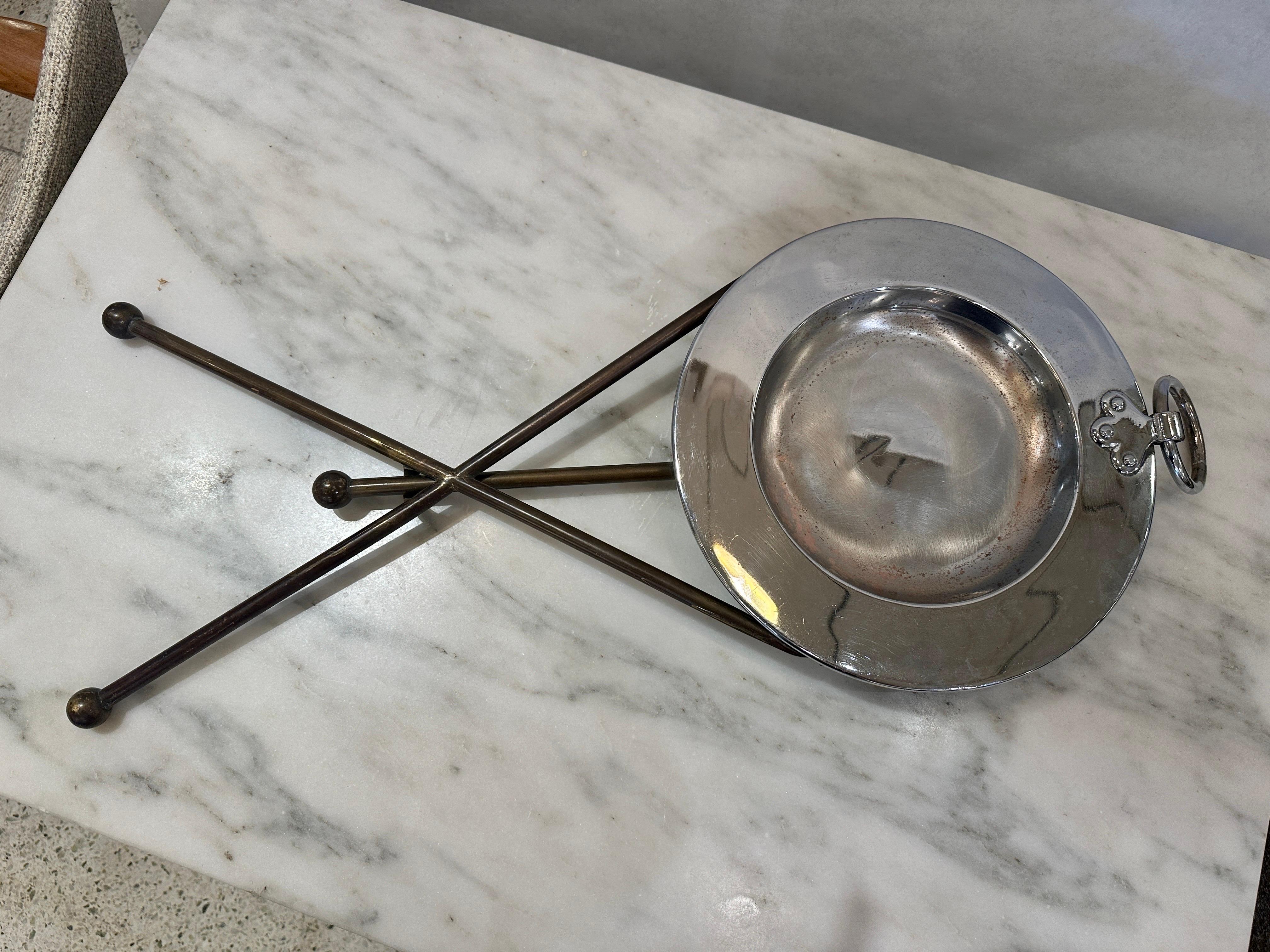 Neoclassical Style Brass & Nickeled Metal Guéridon / Collapsing Side Table In Good Condition For Sale In East Hampton, NY