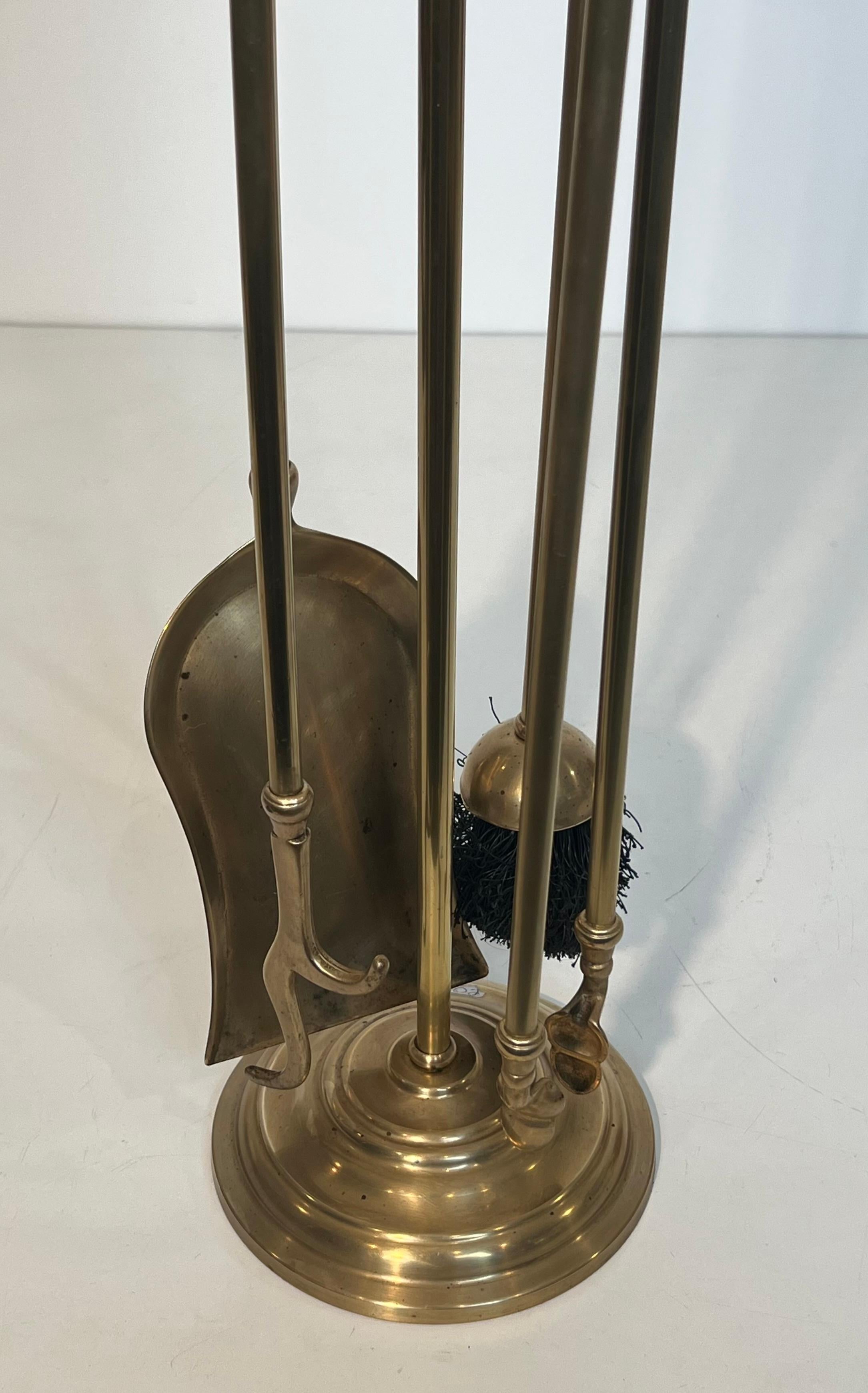 Strumenti per caminetto ad ananas in ottone in stile neoclassico Nello stile della Maison Baguès In condizioni buone in vendita a Marcq-en-Barœul, Hauts-de-France