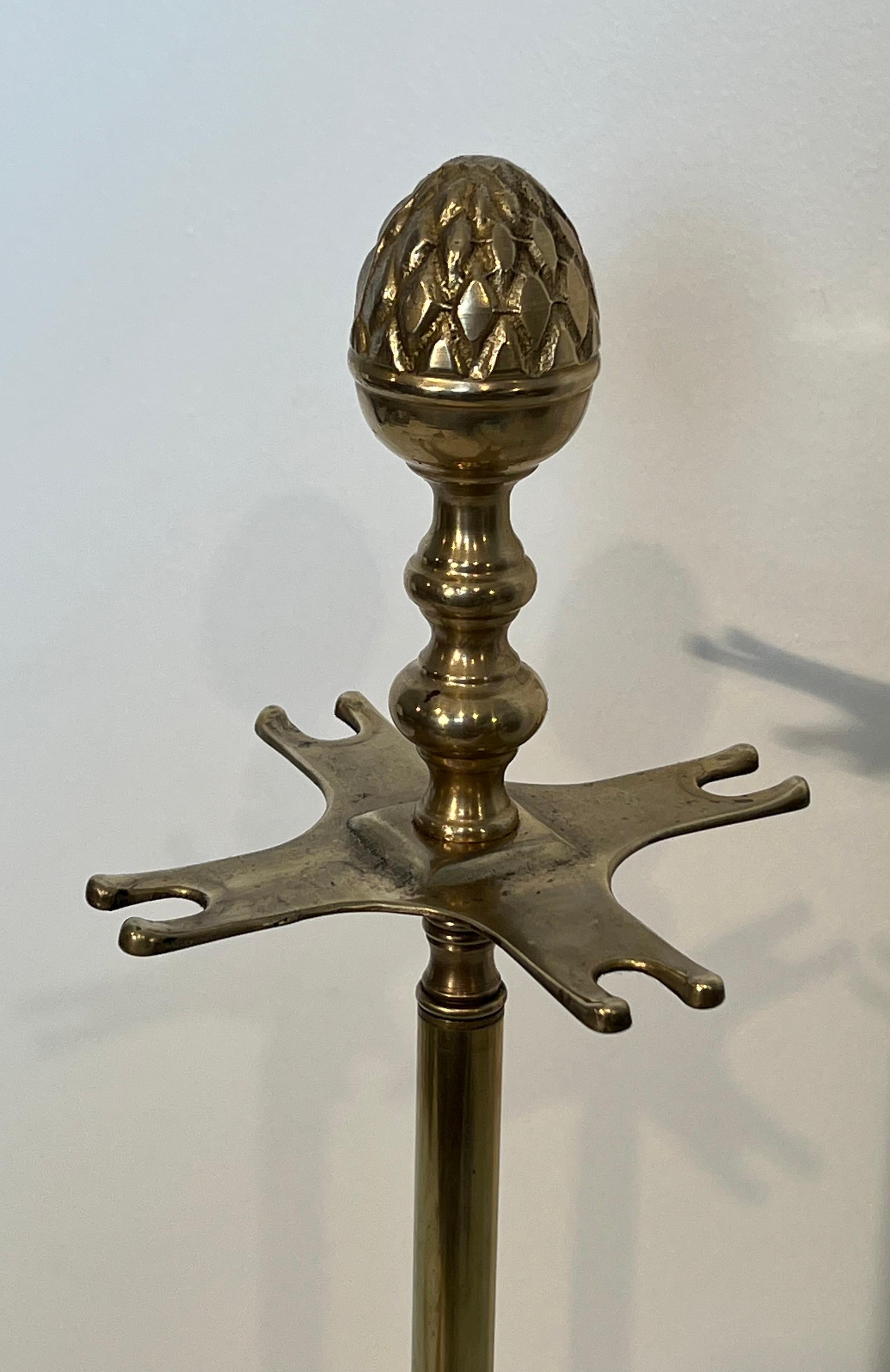 Strumenti per caminetto ad ananas in ottone in stile neoclassico, nello stile della Maison Baguès in vendita 2