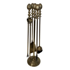 Neoclassical Style Brass Pineapple Fireplace Tools In The Style of Maison Baguès